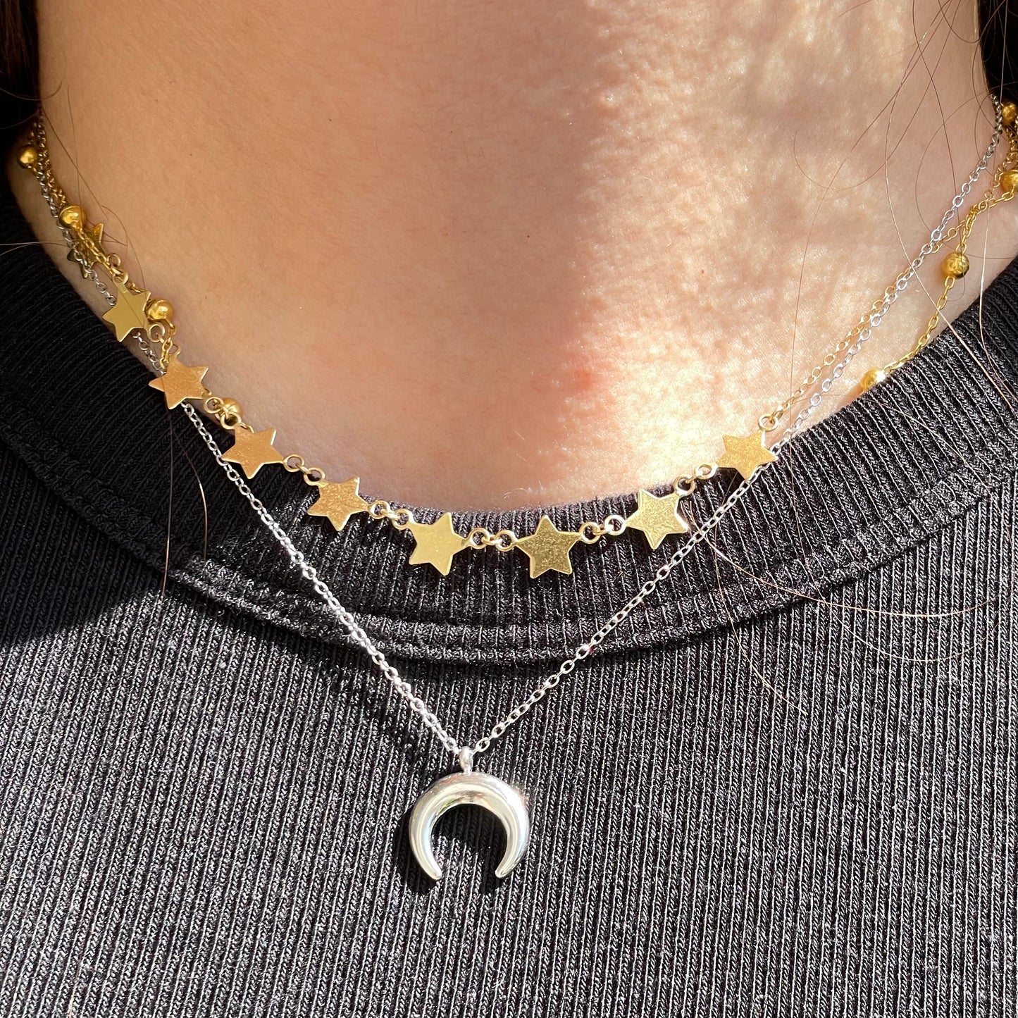 Collana mezza luna in 2 colori