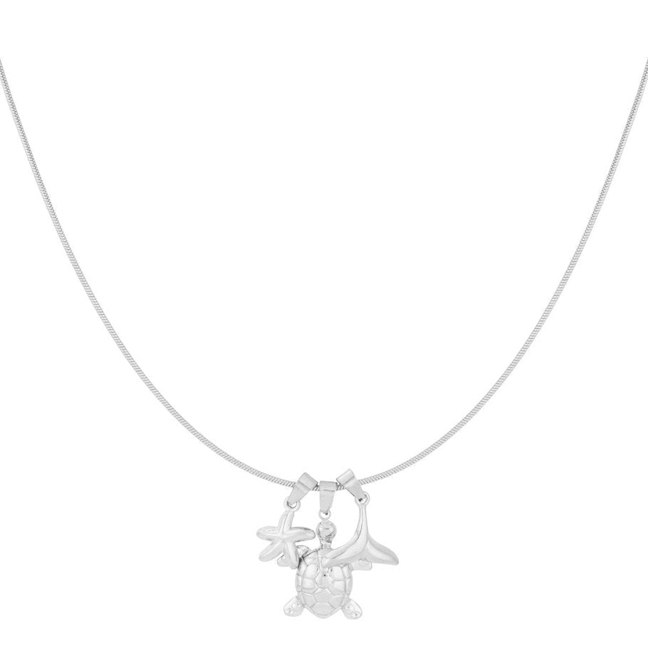 Collana con tartaruga, coda di balena e stella marina in 2 colori