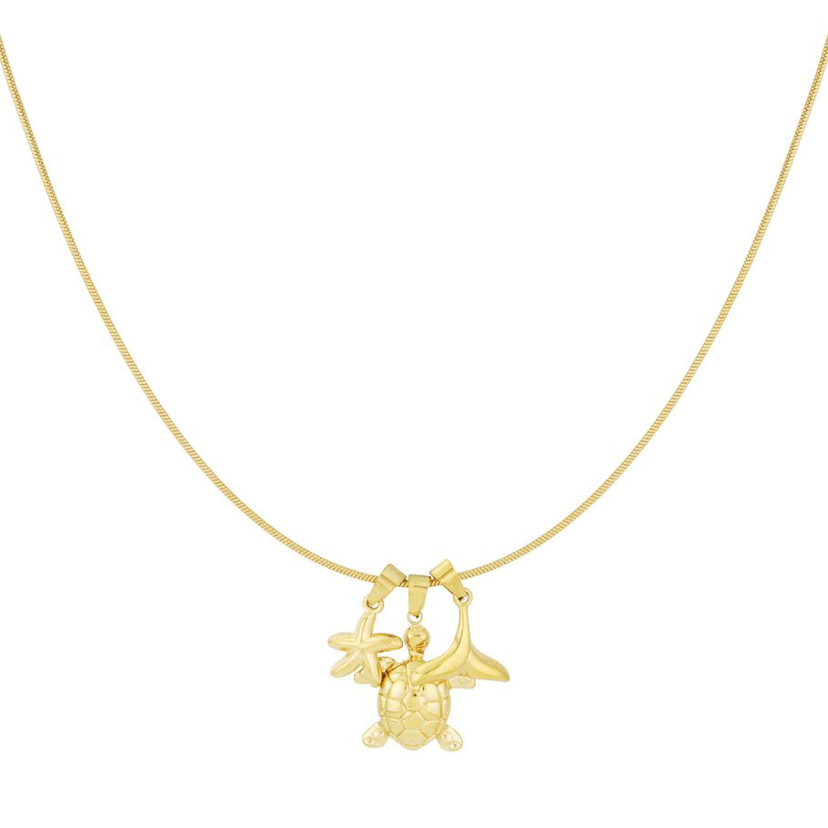 Collana con tartaruga, coda di balena e stella marina in 2 colori
