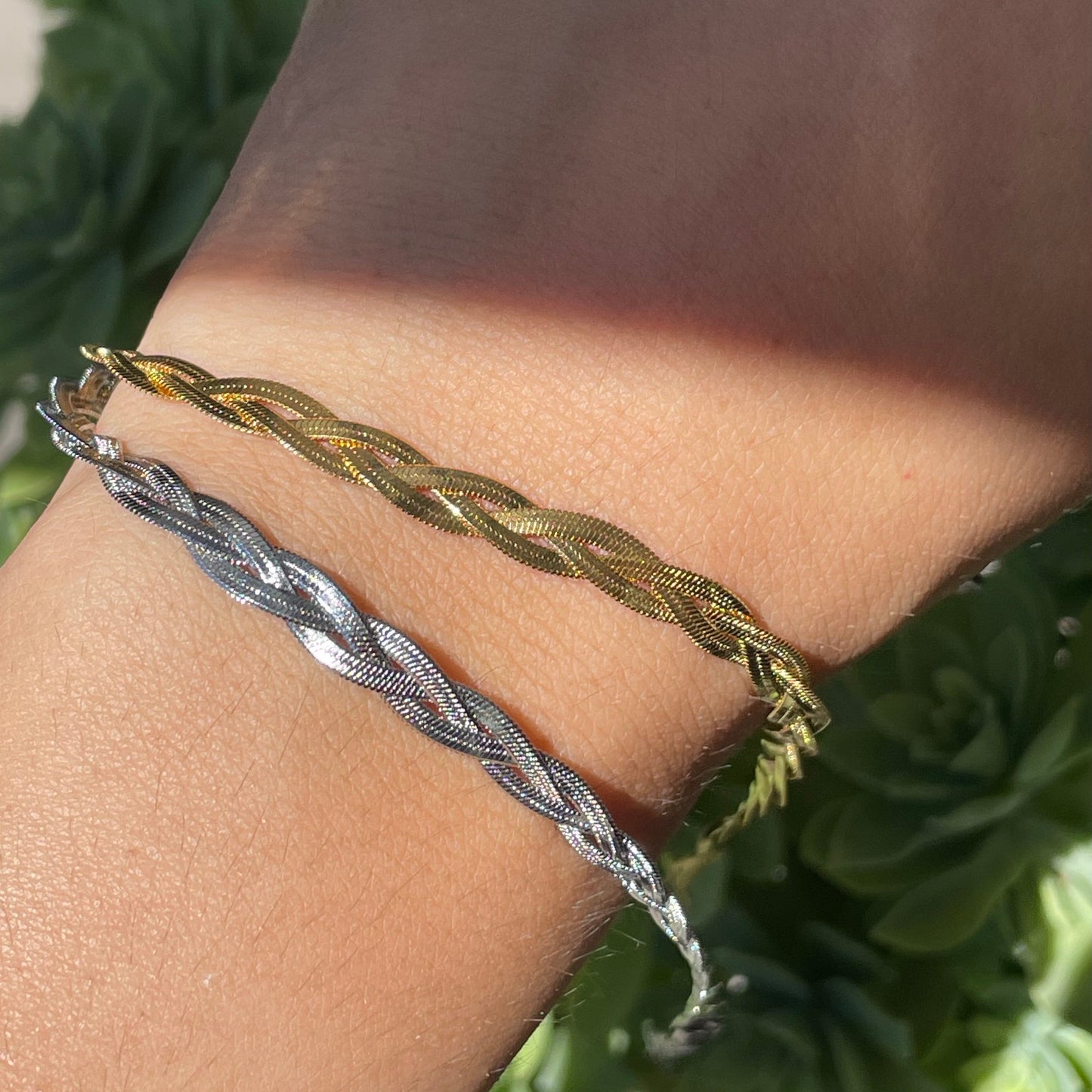 Bracciale snake intrecciato in 2 colori