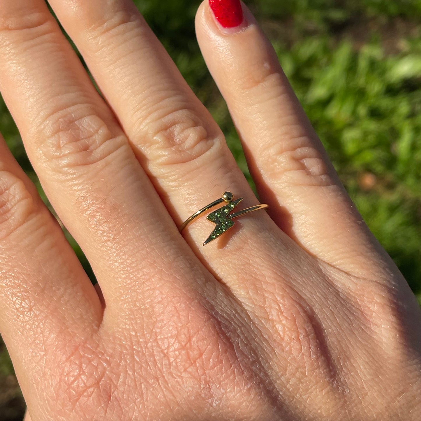 Anello fulmine verde