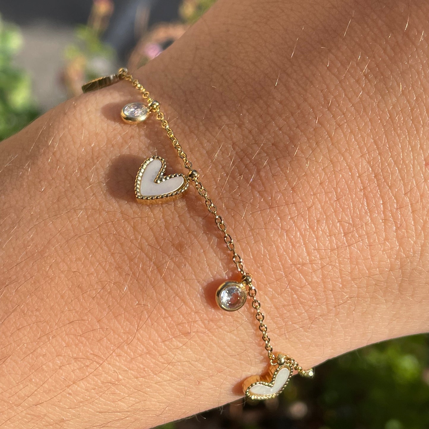 Bracciale cuori perlati