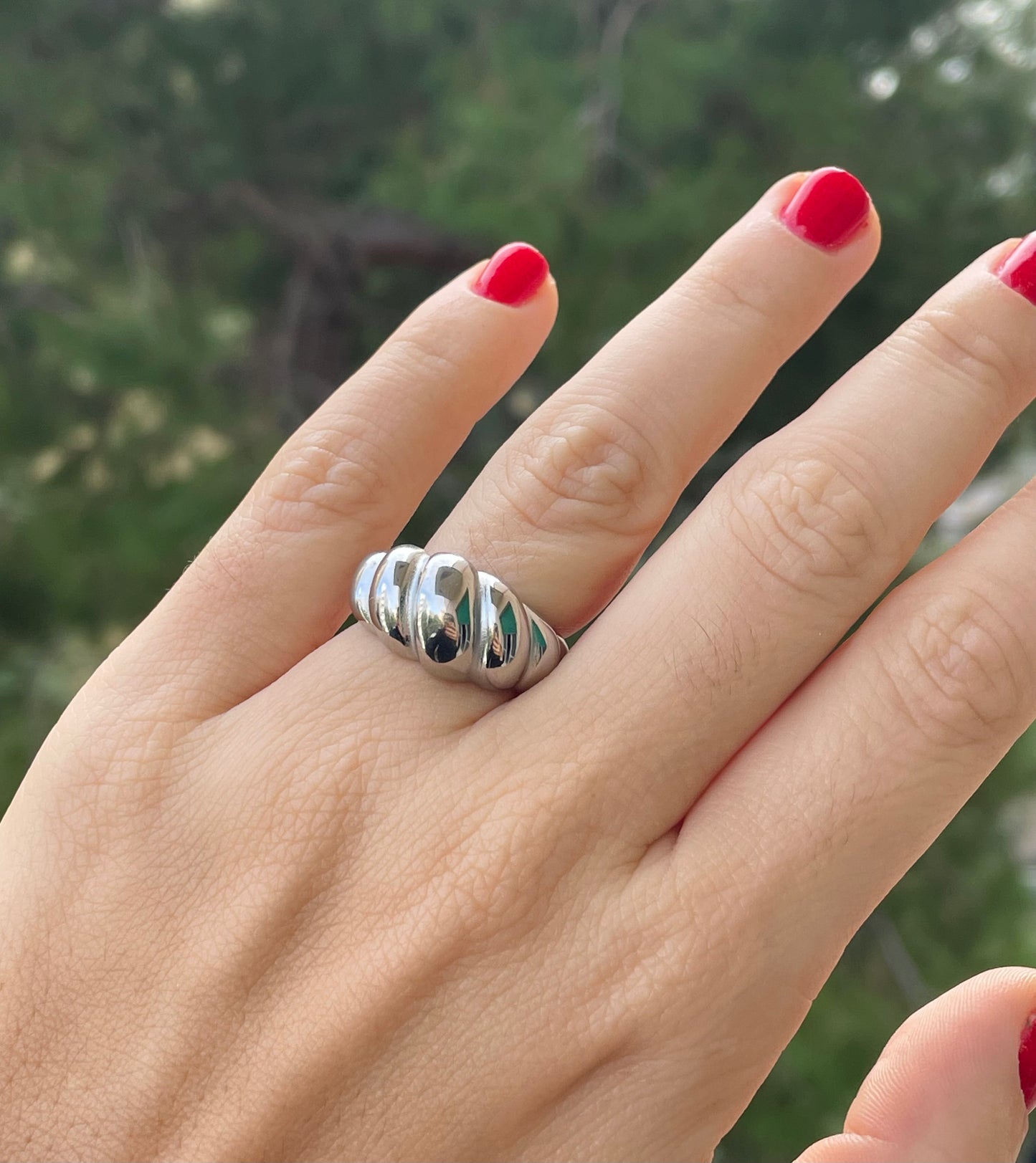 Anello bombato doppio in 2 colori