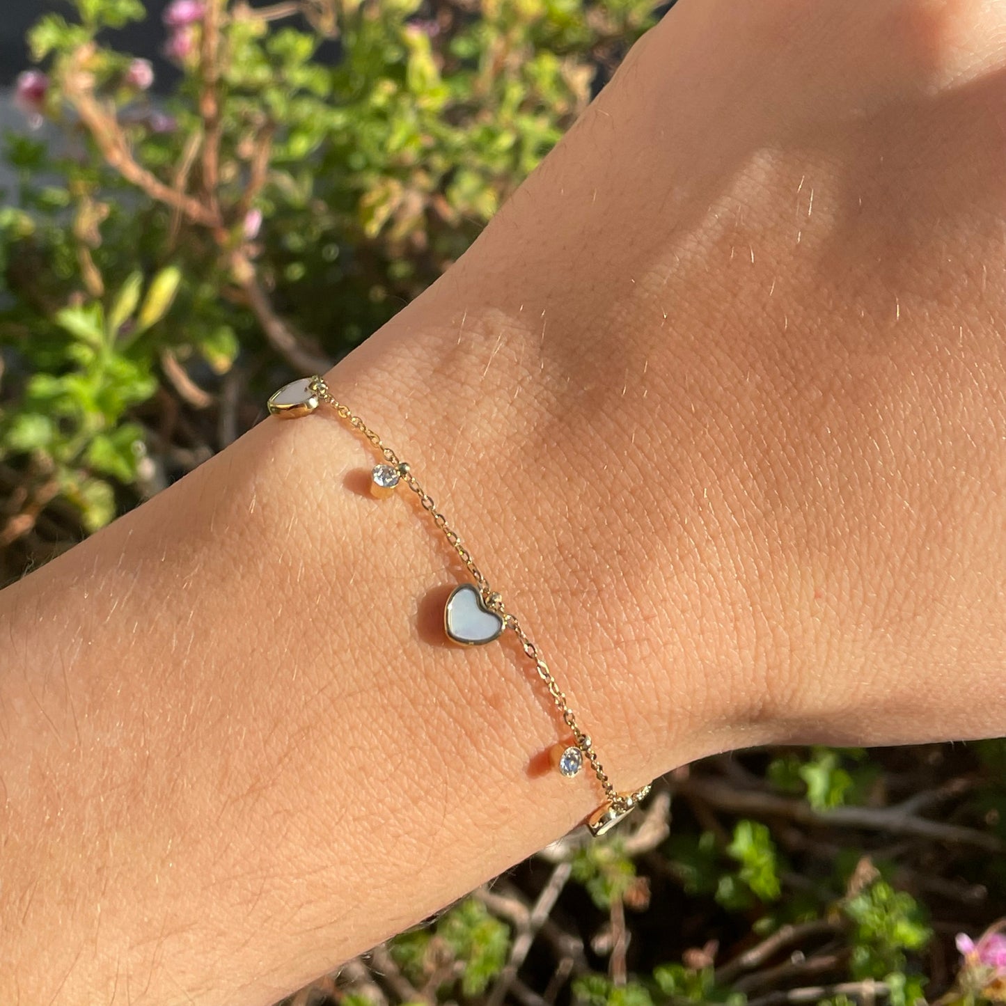 Bracciale cuoricini perlati