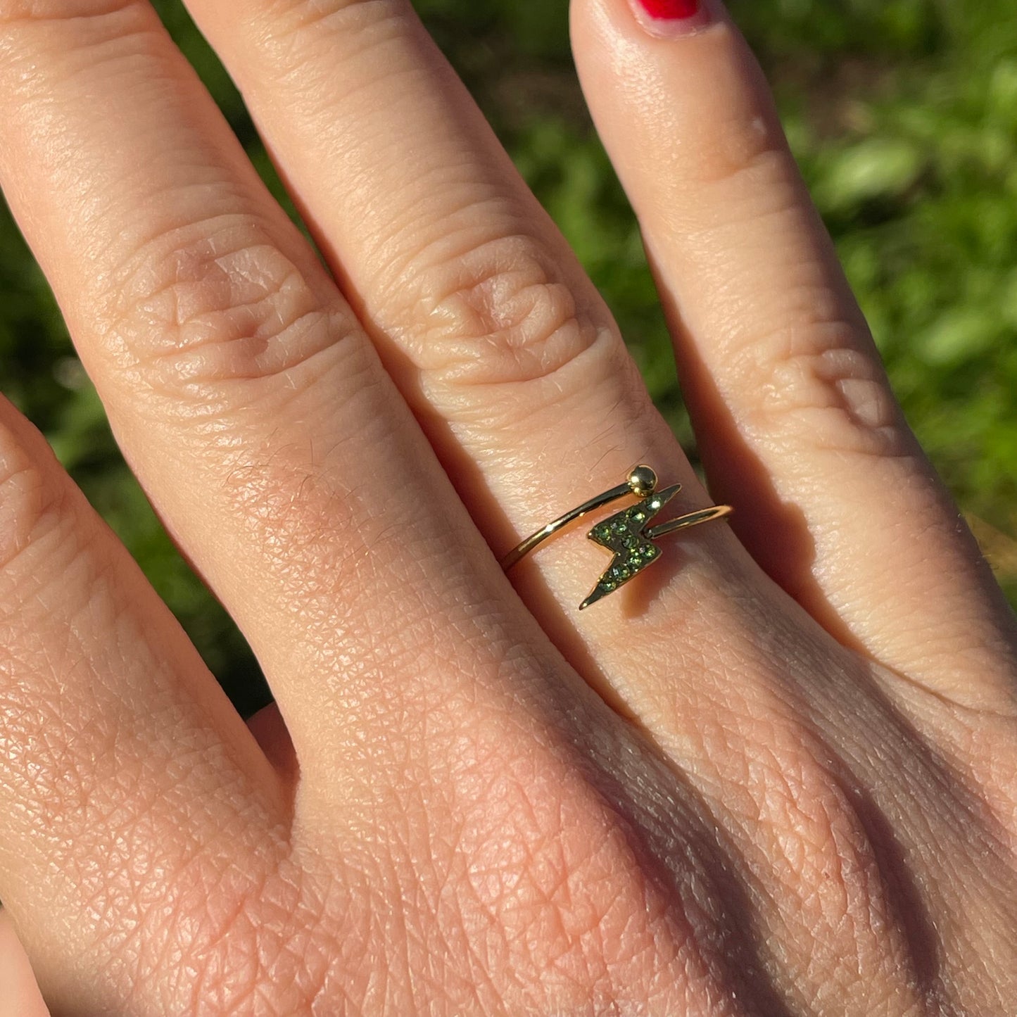 Anello fulmine verde