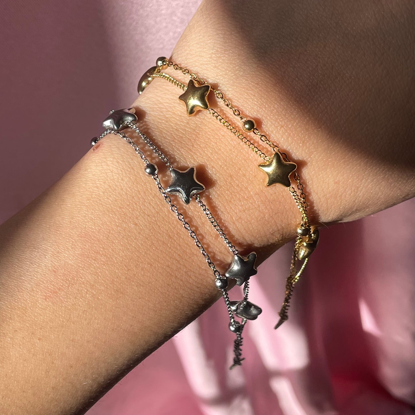 Bracciale stelle a due fili in 2 colori
