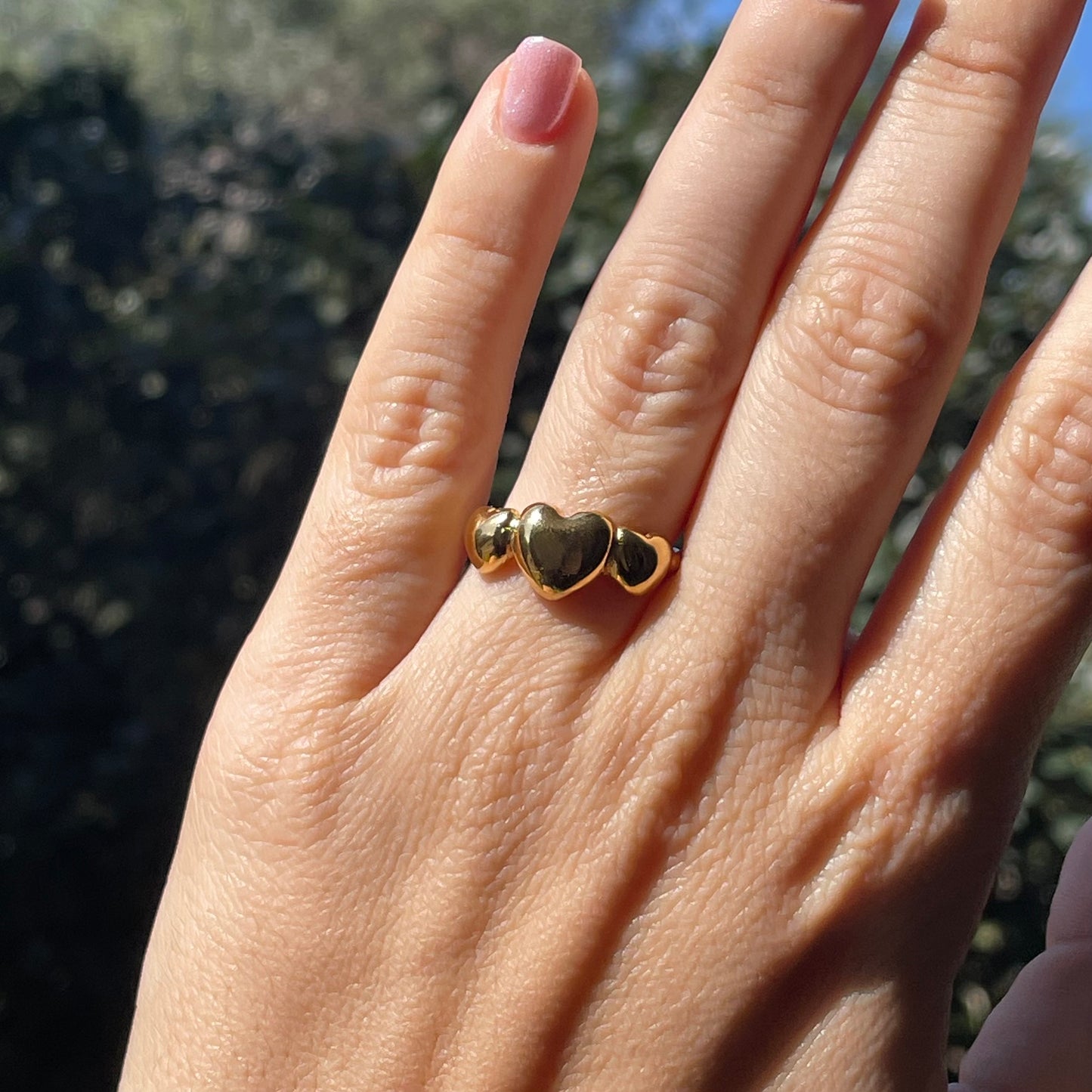 Anello tre cuori in 2 colori