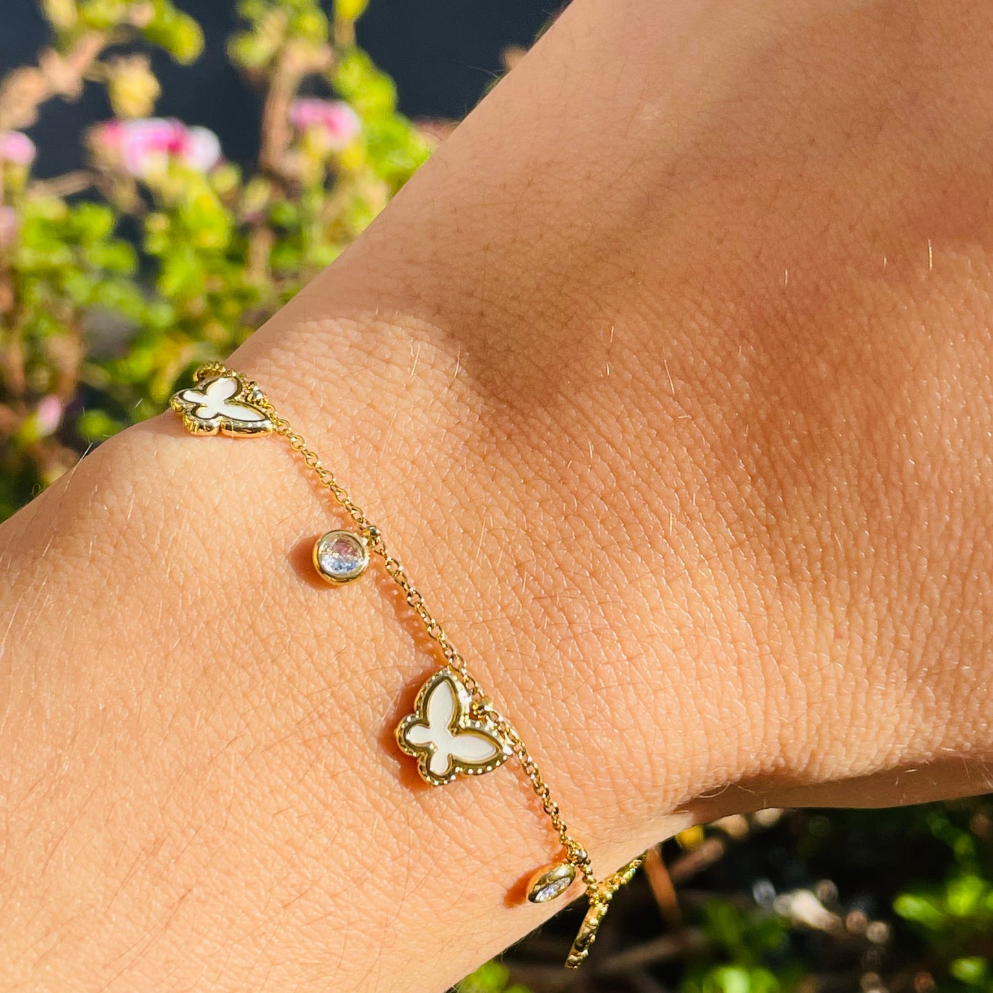 Bracciale farfalle perlate