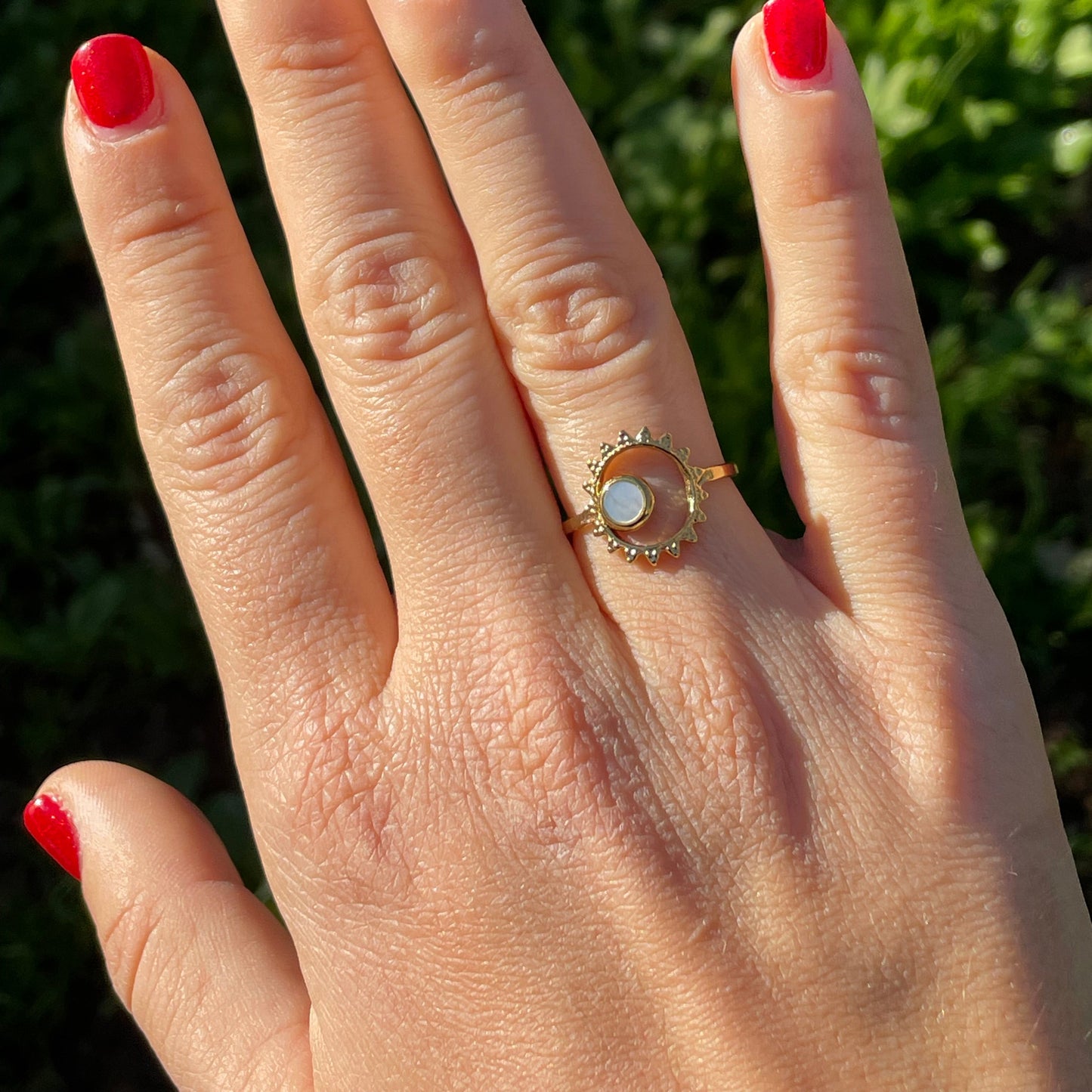 Anello sole e sfera perlato