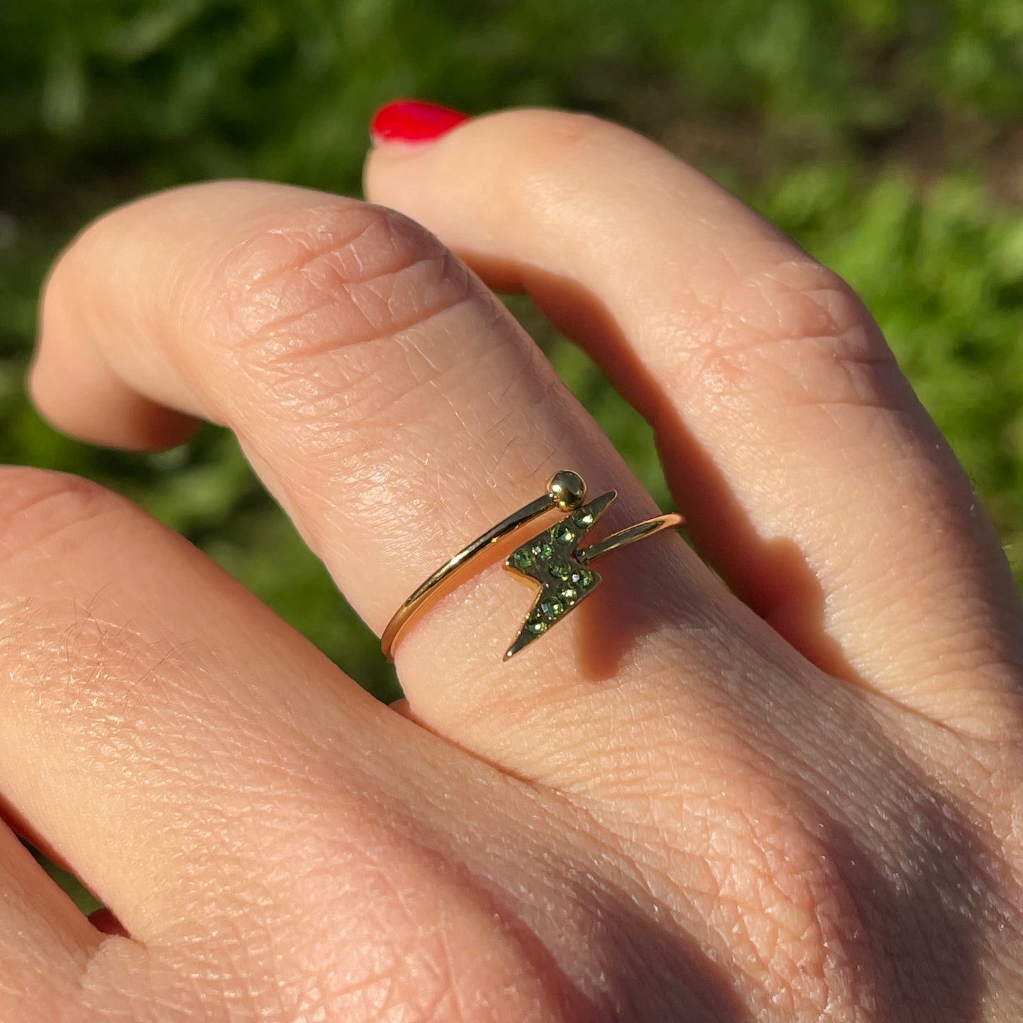 Anello fulmine verde