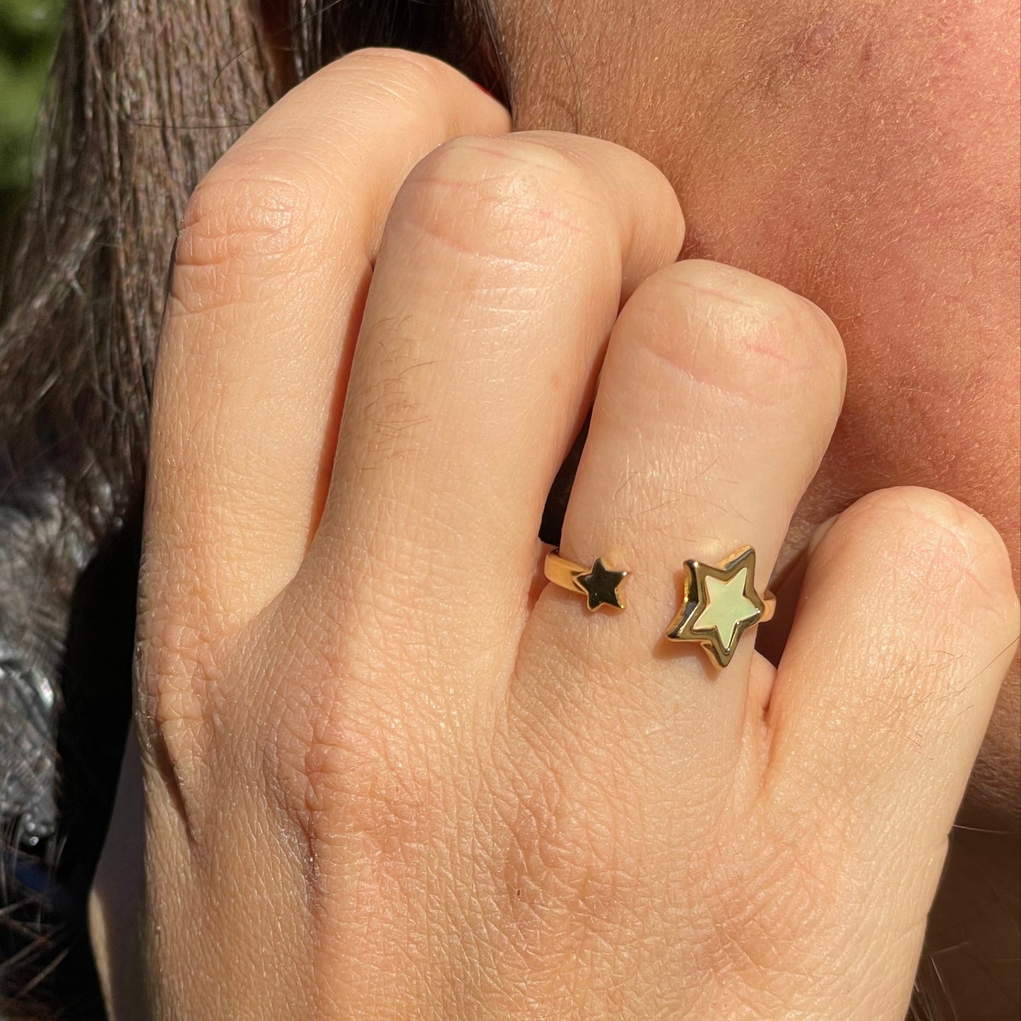 Anello stelle perlato