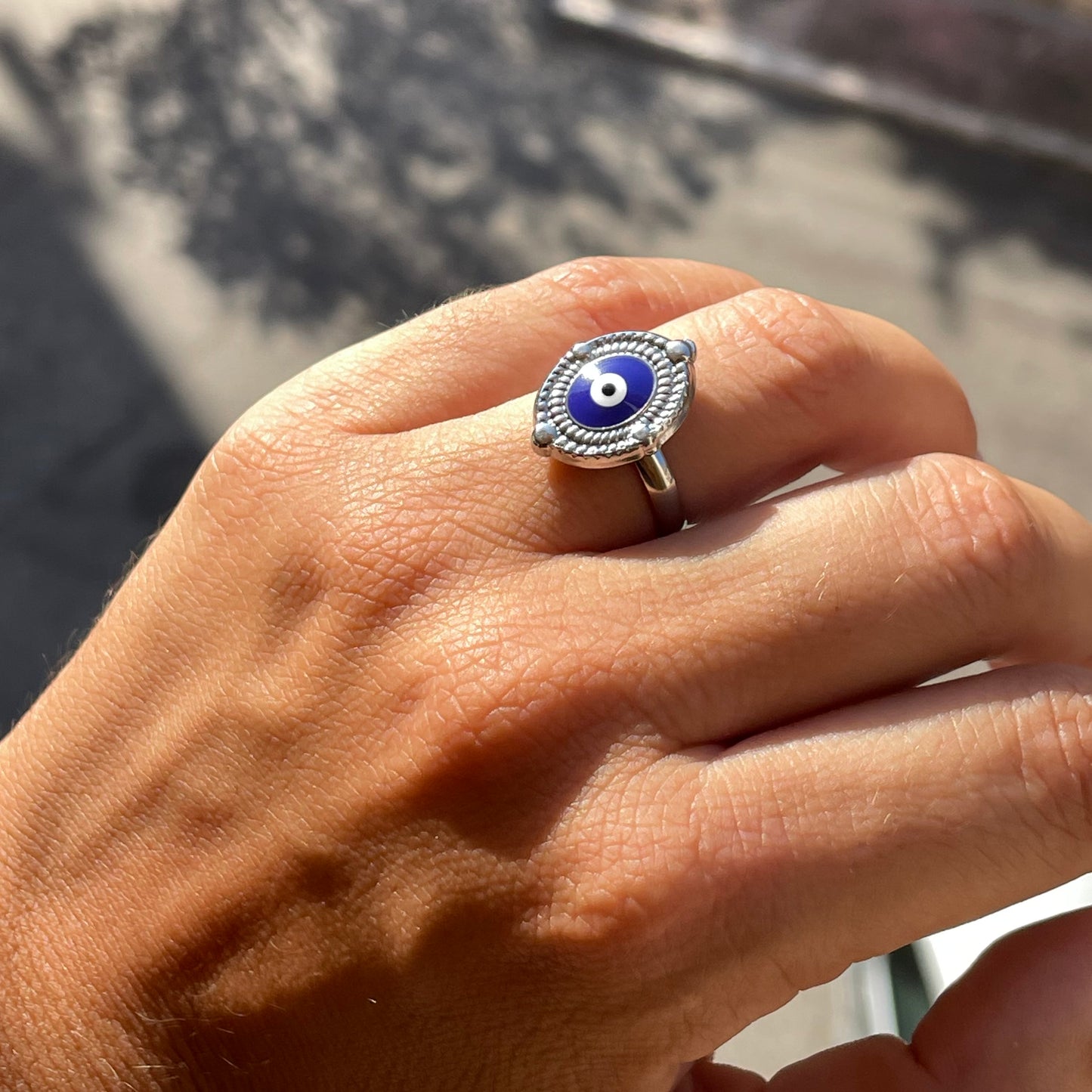 Anello occhio di Allah tondo in 2 colori