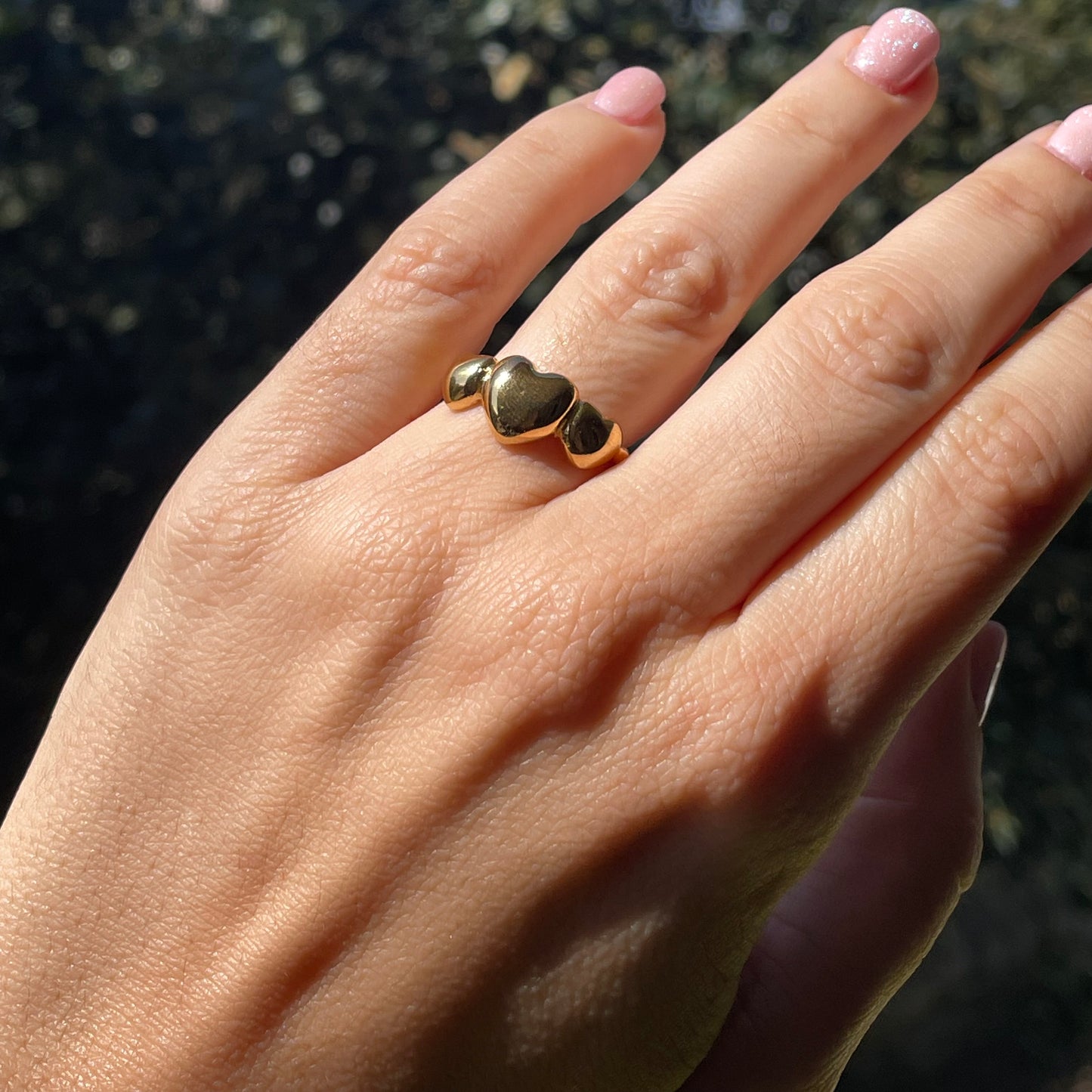Anello tre cuori in 2 colori