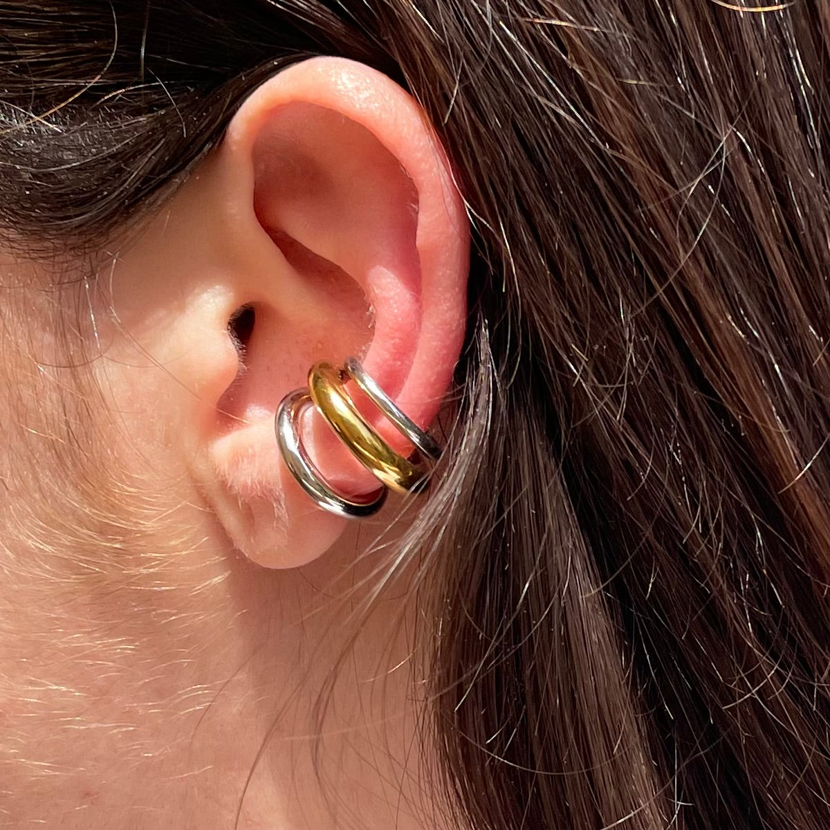 Ear cuff a tre in 3 colori