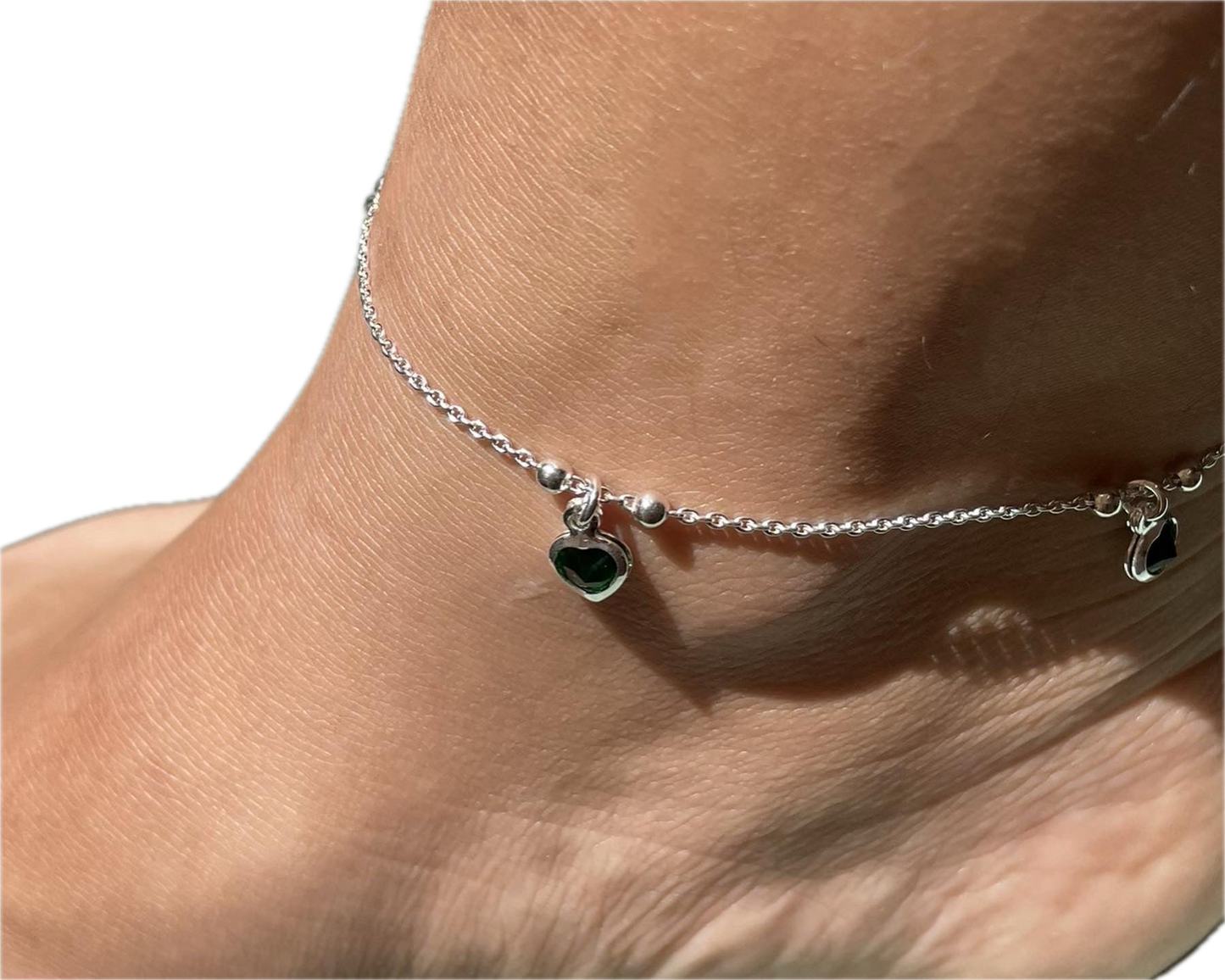 Cavigliera con cuori pendenti in 3 colori