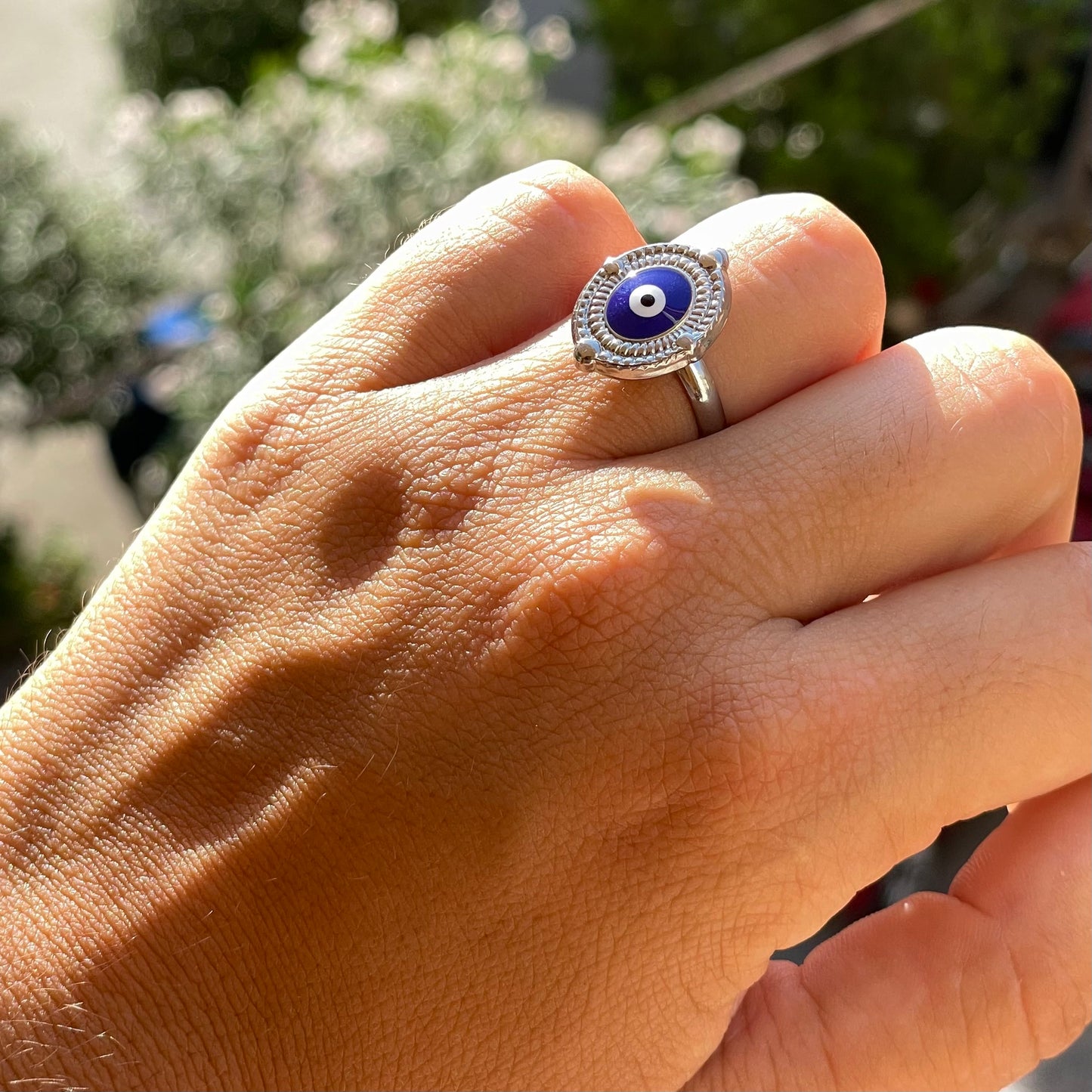 Anello occhio di Allah tondo in 2 colori