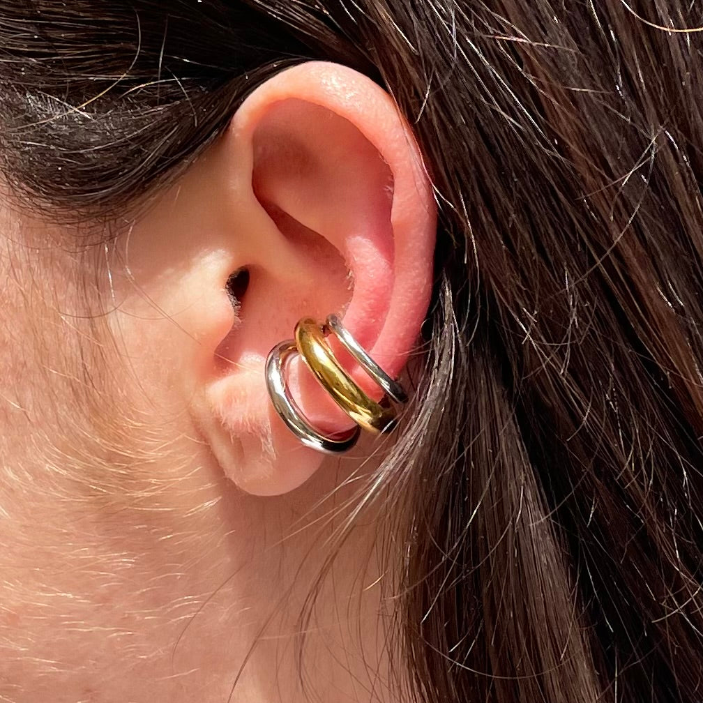 Ear cuff a tre in 3 colori