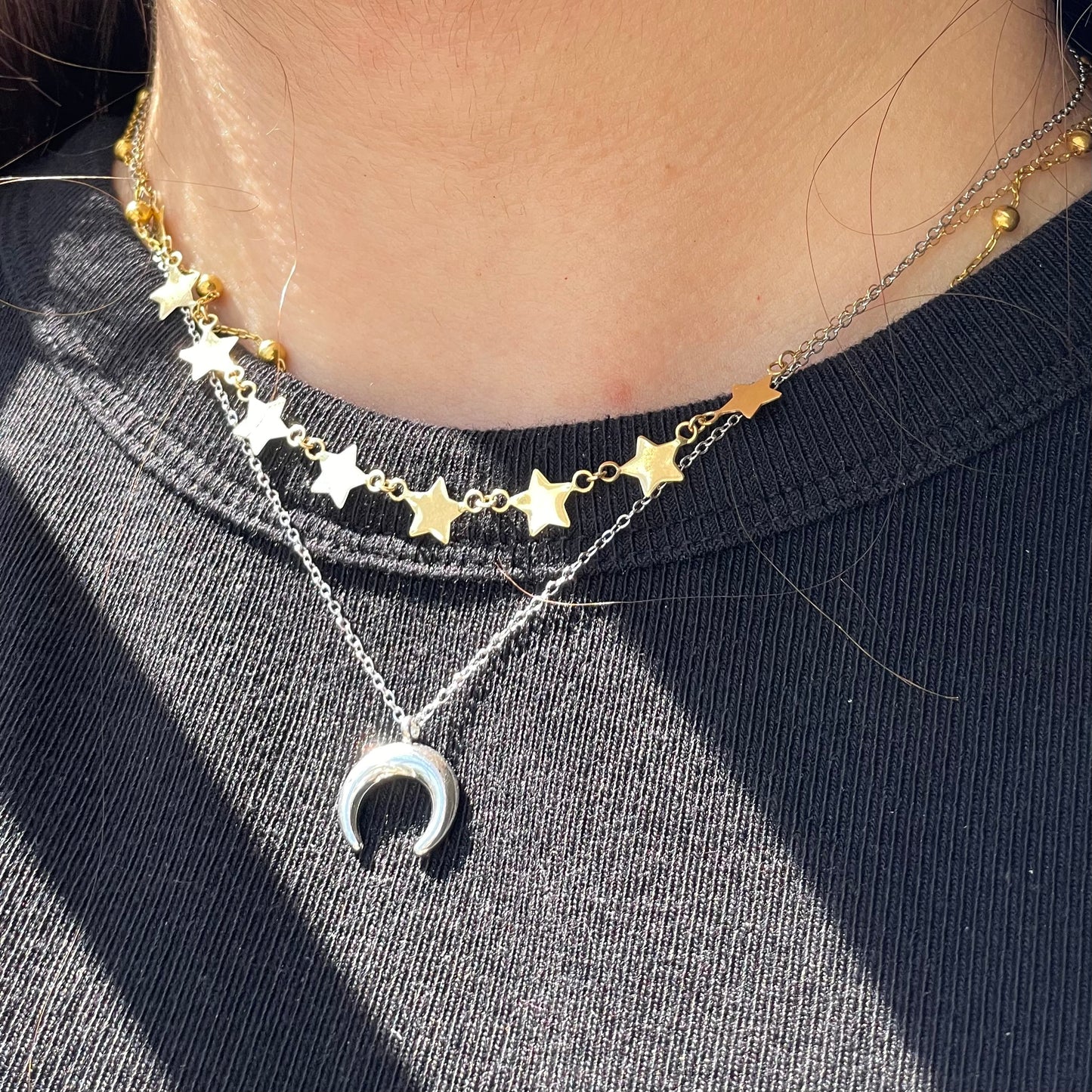 Collana mezza luna in 2 colori