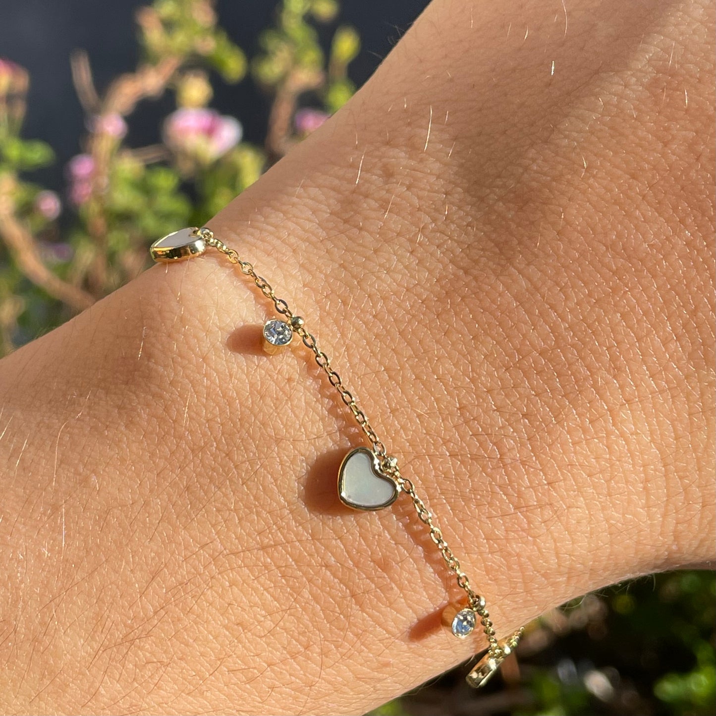 Bracciale cuoricini perlati