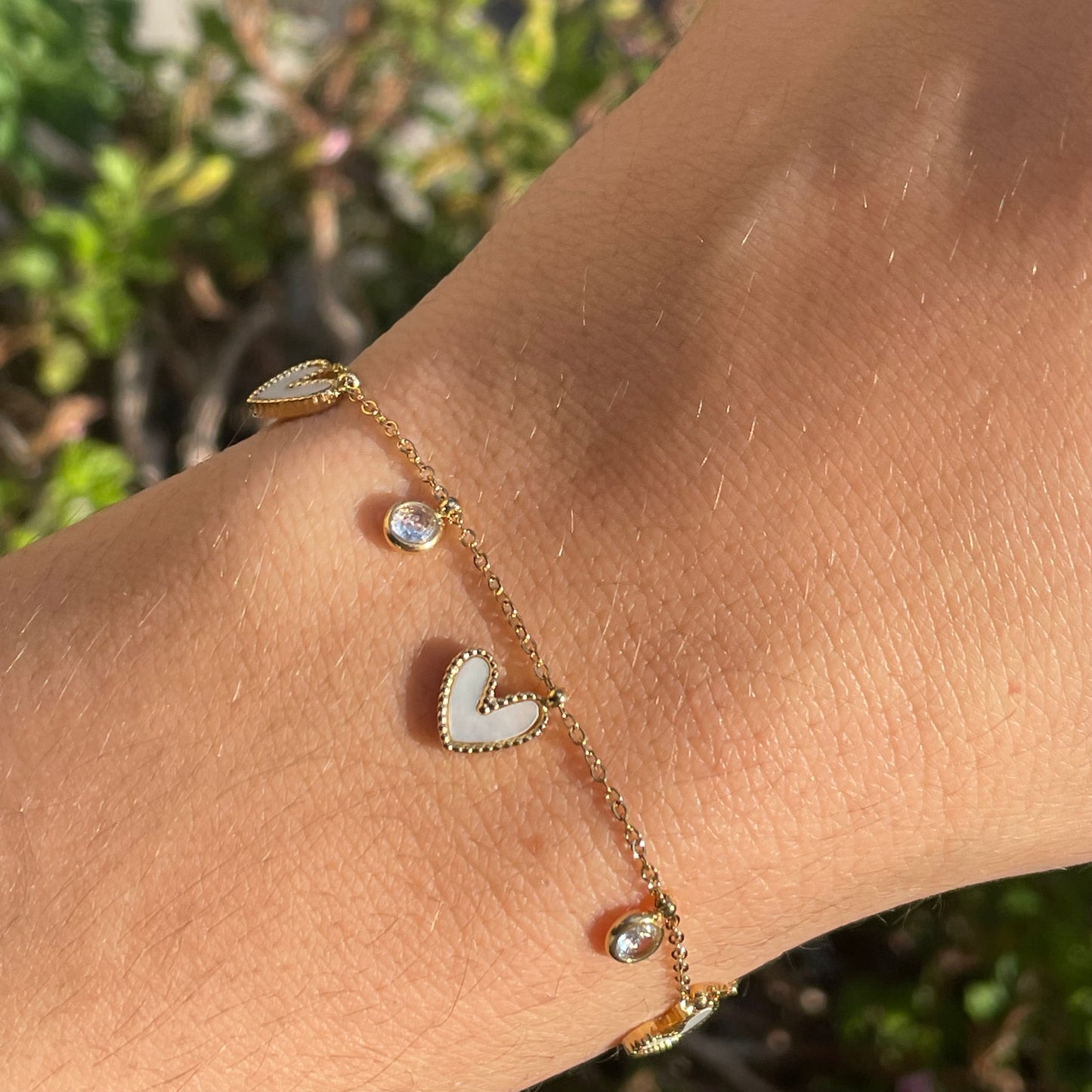 Bracciale cuori perlati