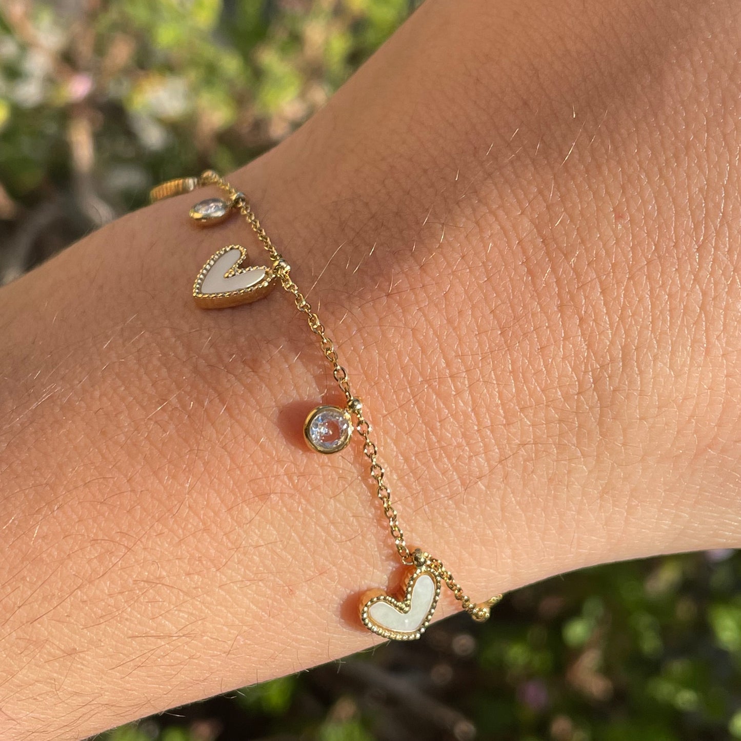 Bracciale cuori perlati
