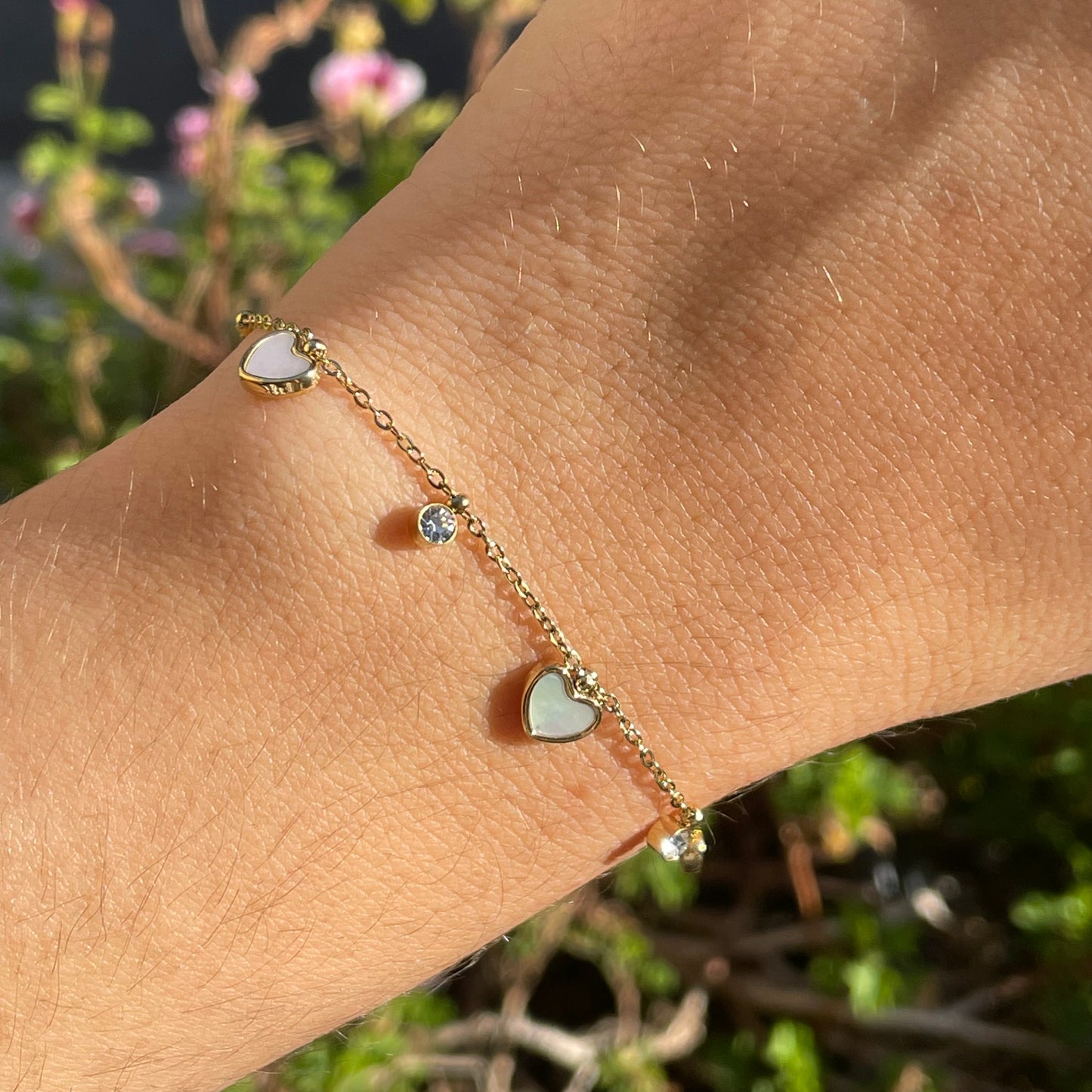 Bracciale cuoricini perlati