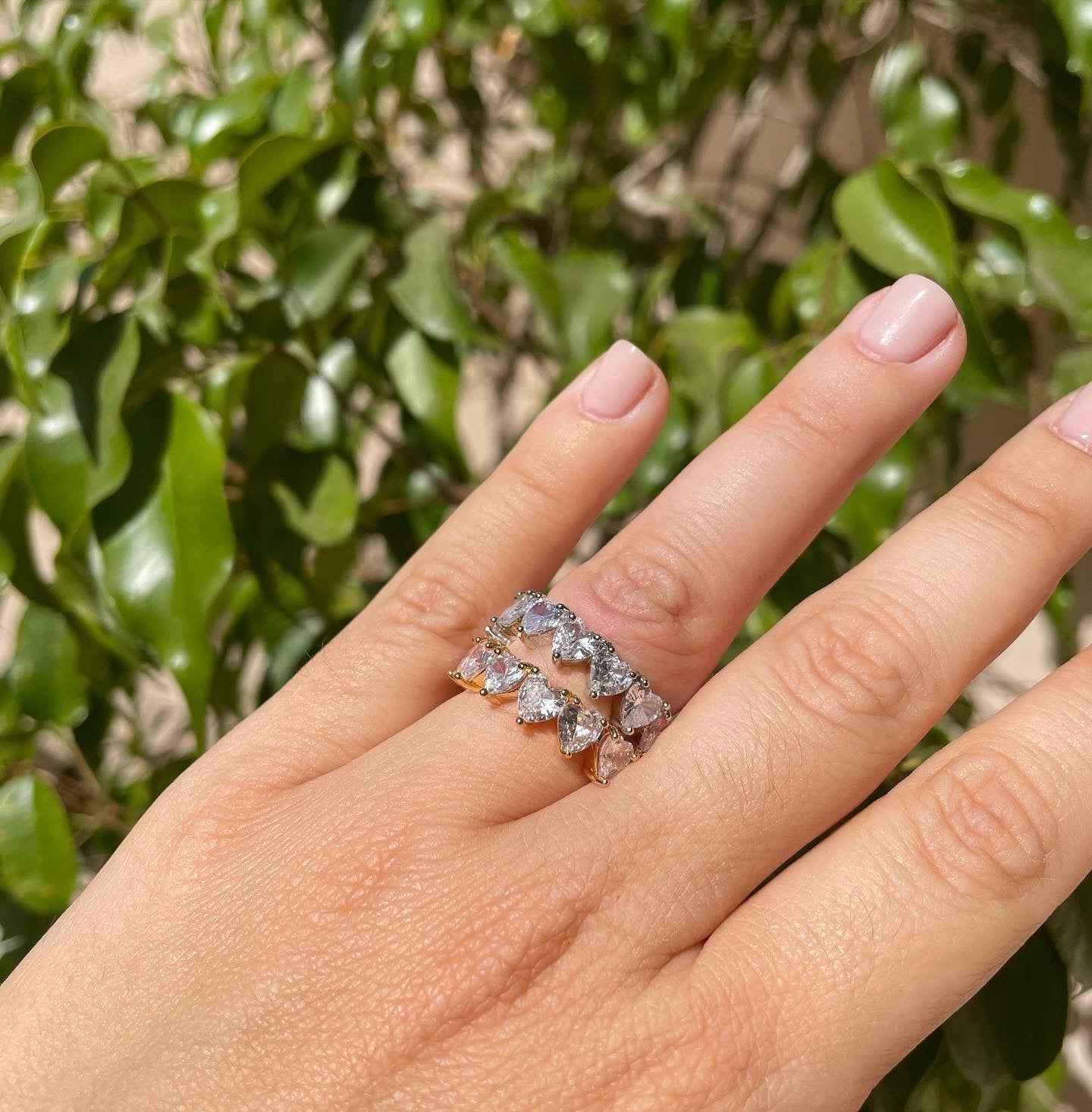 Anello con cuori in 2 colori