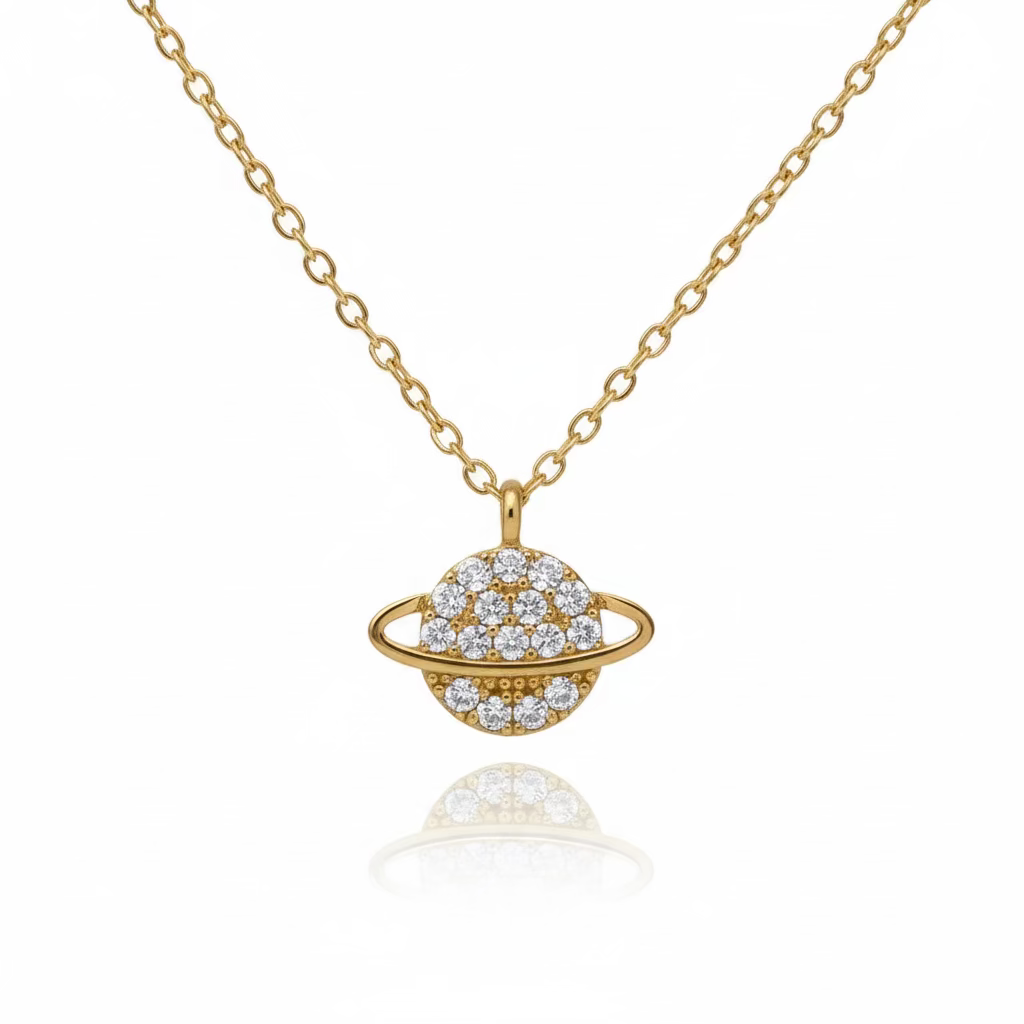 Collana Giove con ciondolo a forma di pianeta, gioielli in cristallo Collana Giove con ciondolo a forma di pianeta, gioielli in cristallo