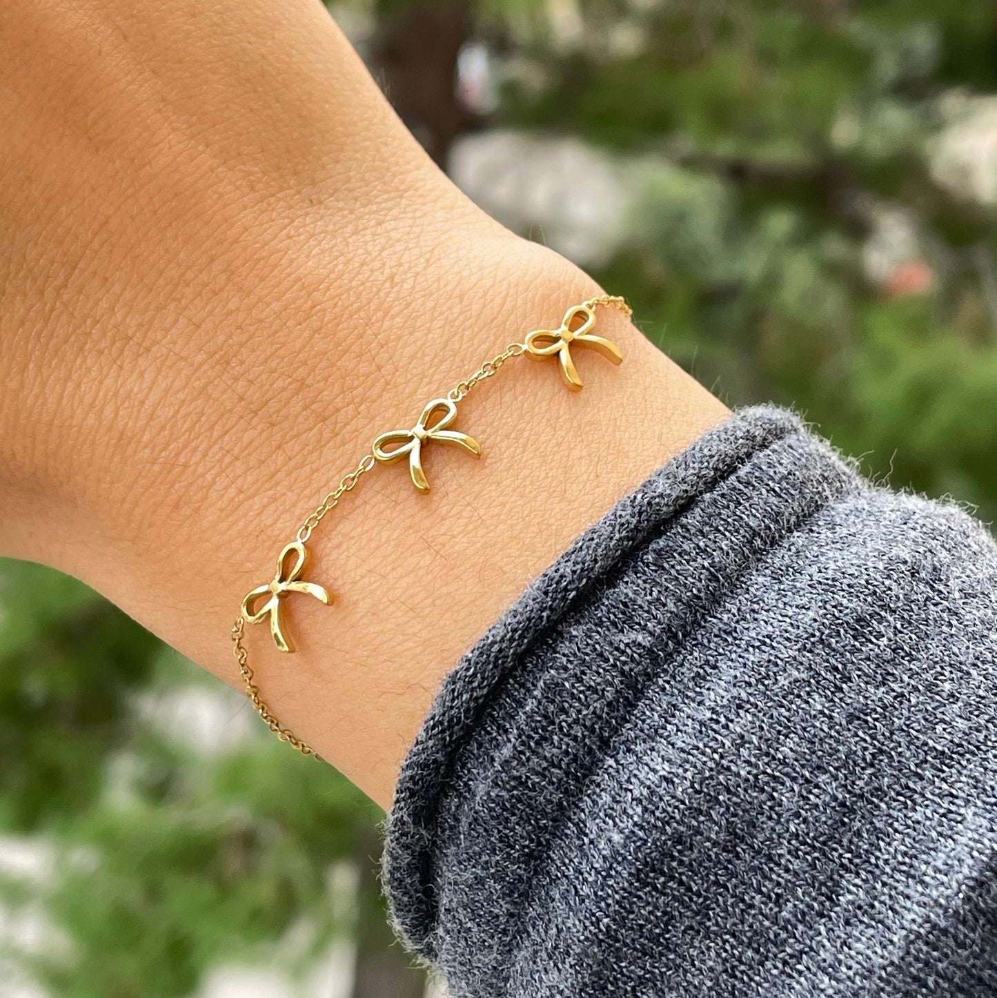Bracciale tre fiocchetti in 2 colori