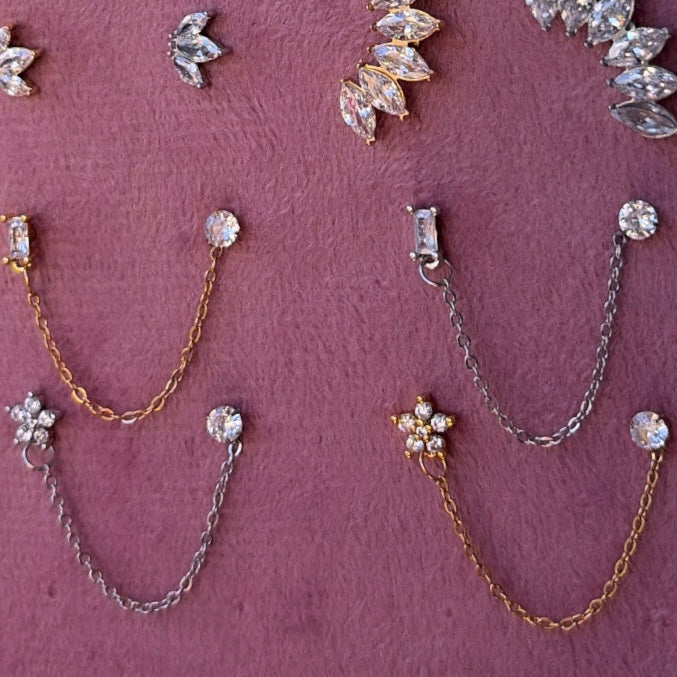 Orecchino Twin fiore in 2 colori