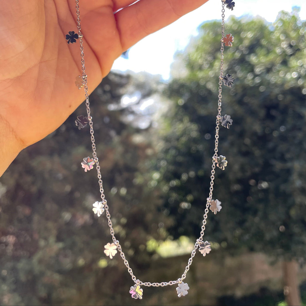 Collana con quadrifogli in 2 colori