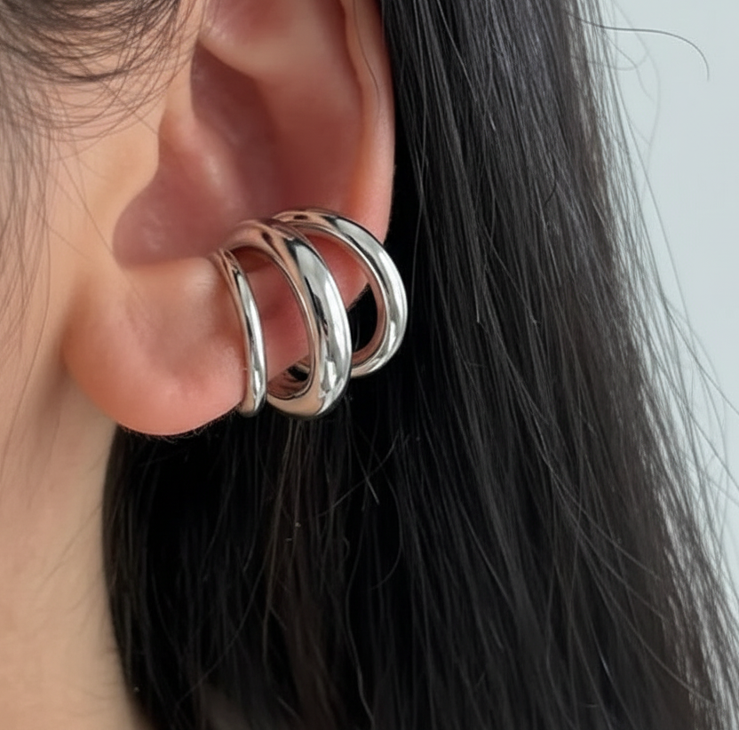 Ear cuff a tre in 3 colori