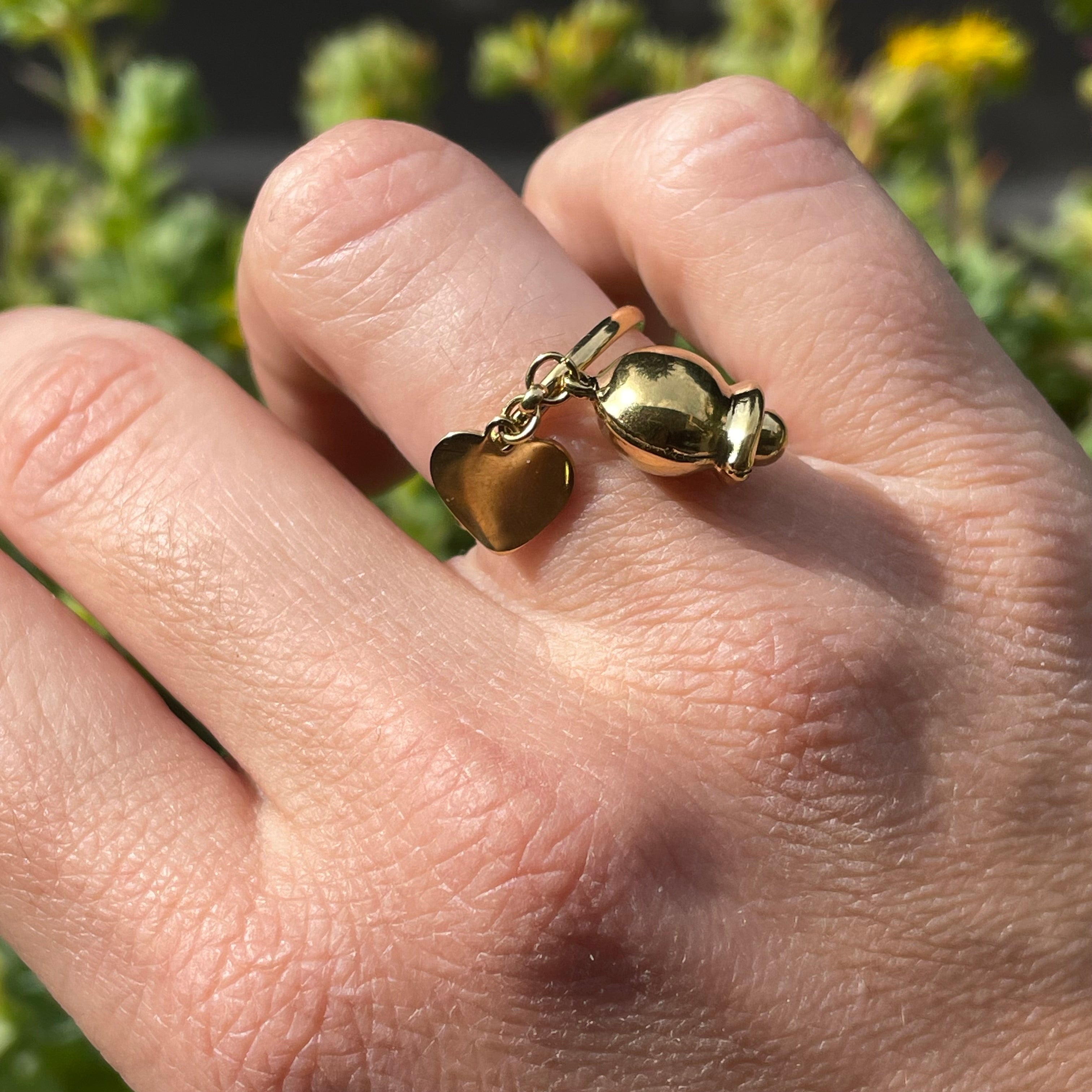 Anello campanella e cuoricino in 2 colori