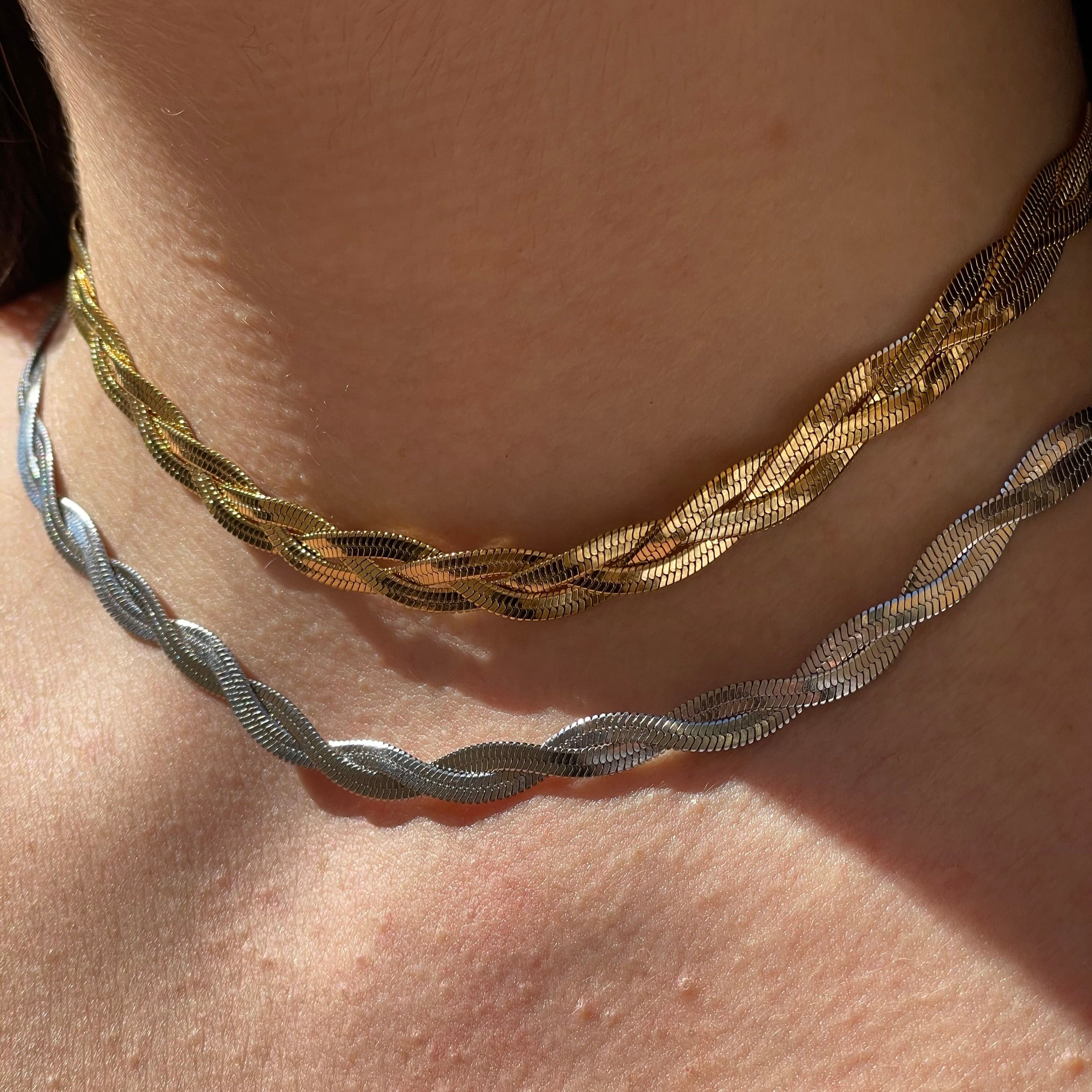 Collana snake intrecciata in 2 colori