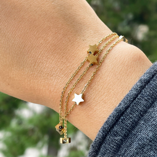 Bracciale stelline a tre fili in 2 colori