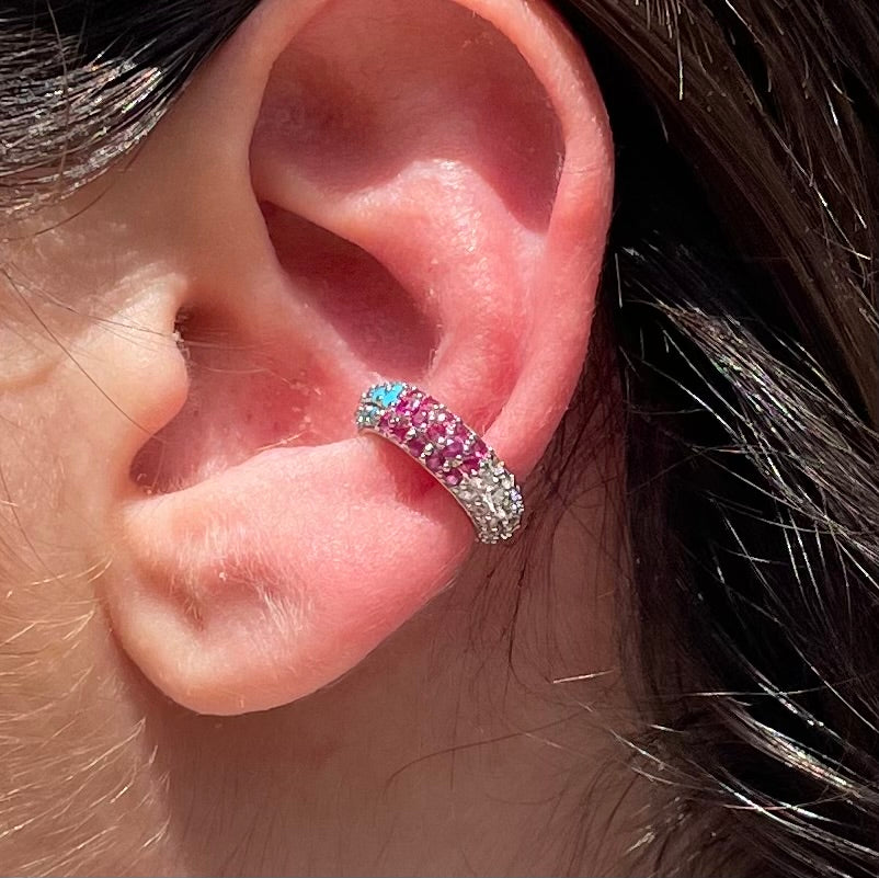 Ear cuff mini con zirconi colorati in 4 colori