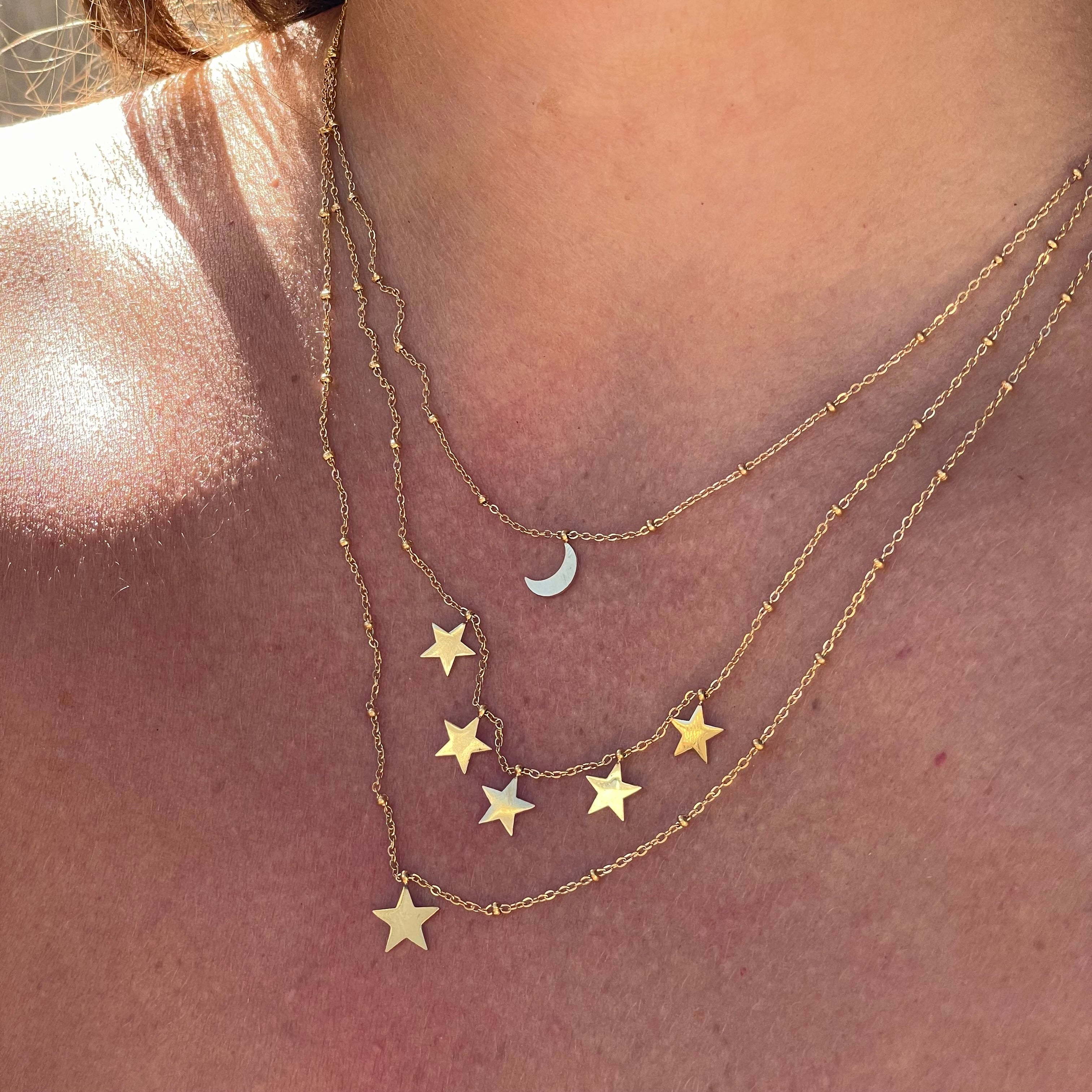Collana galassia a tre giri in 2 colori