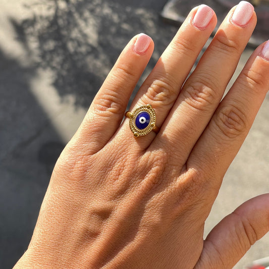 Anello occhio di Allah tondo in 2 colori