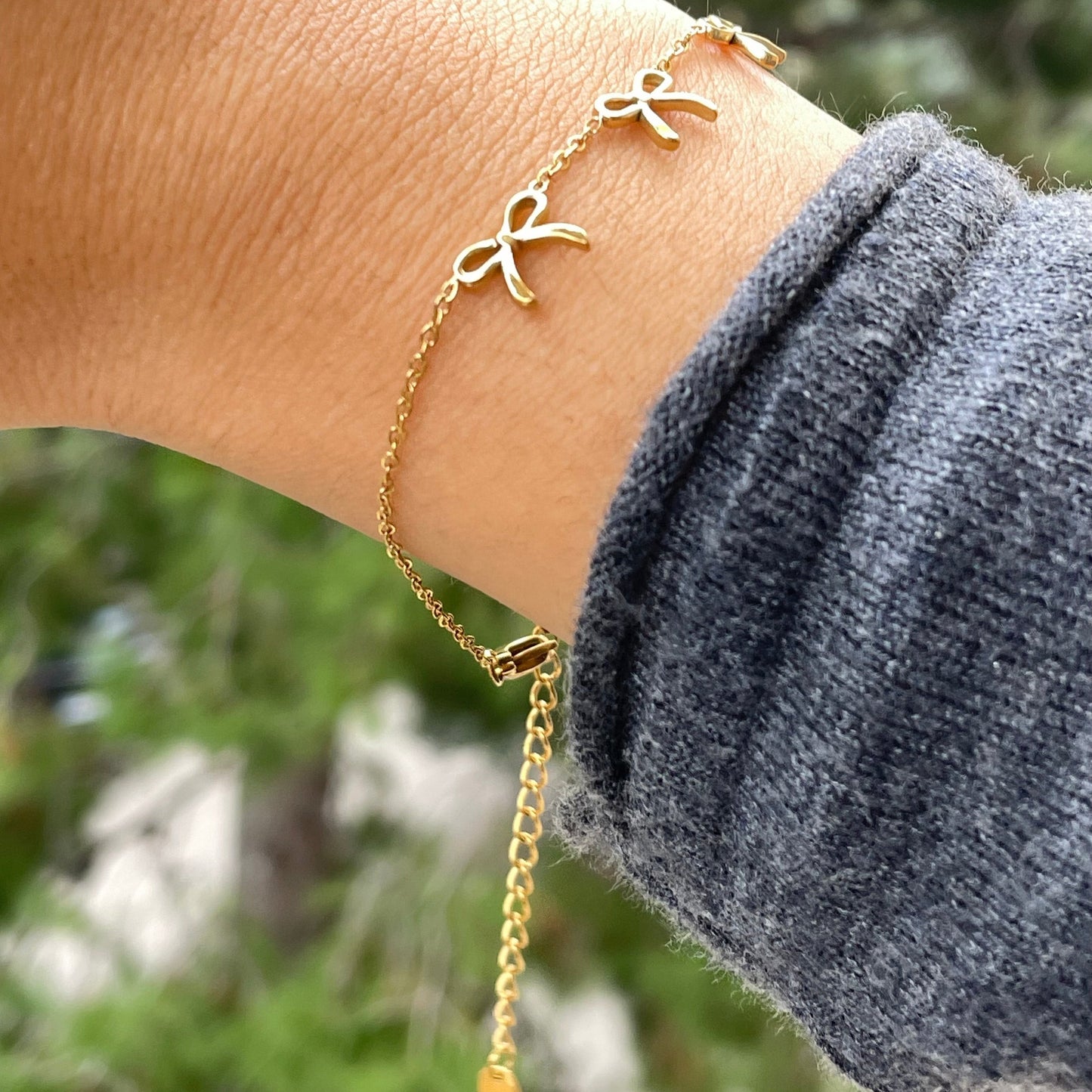 Bracciale tre fiocchetti in 2 colori