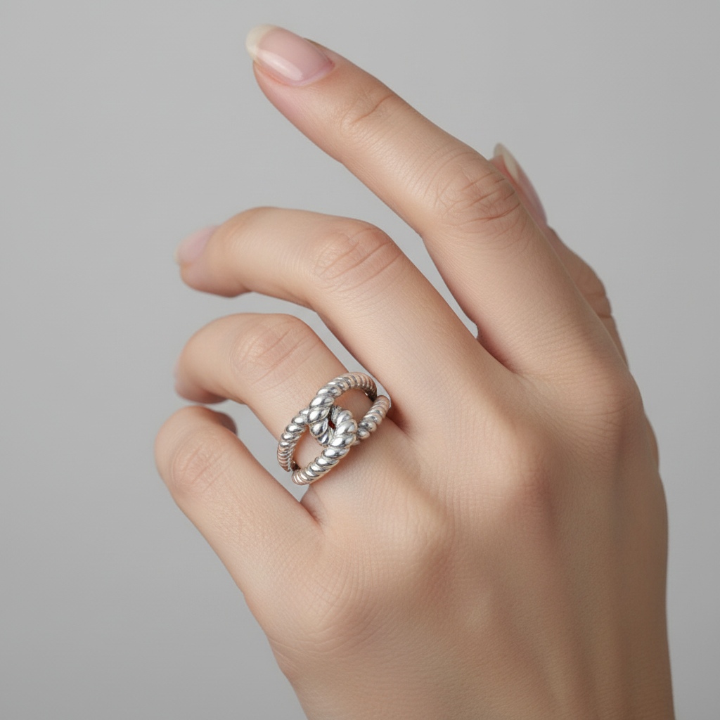 Anello nodo intreccio in 2 colori