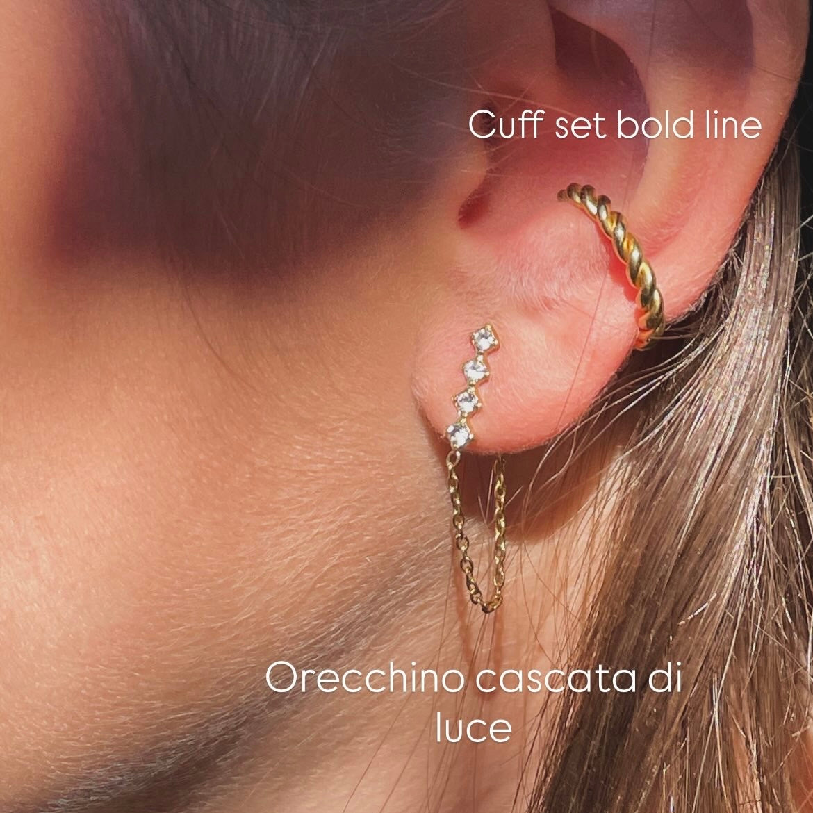 Ear cuff set bold line in 2 colori