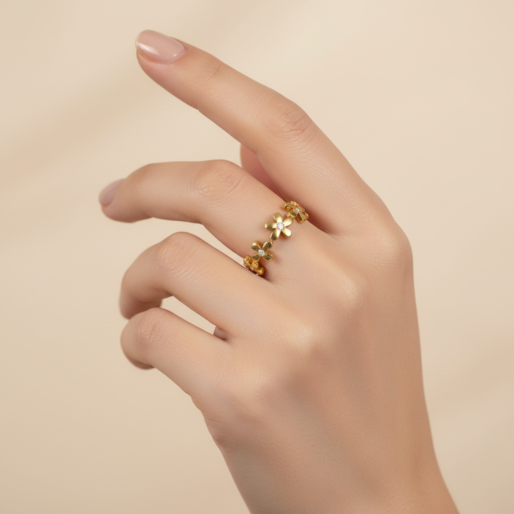 Anello fiorellini in 2 colori