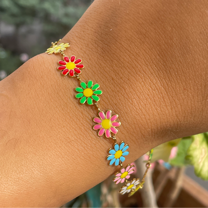 Bracciale margherite in fiore in 2 colori