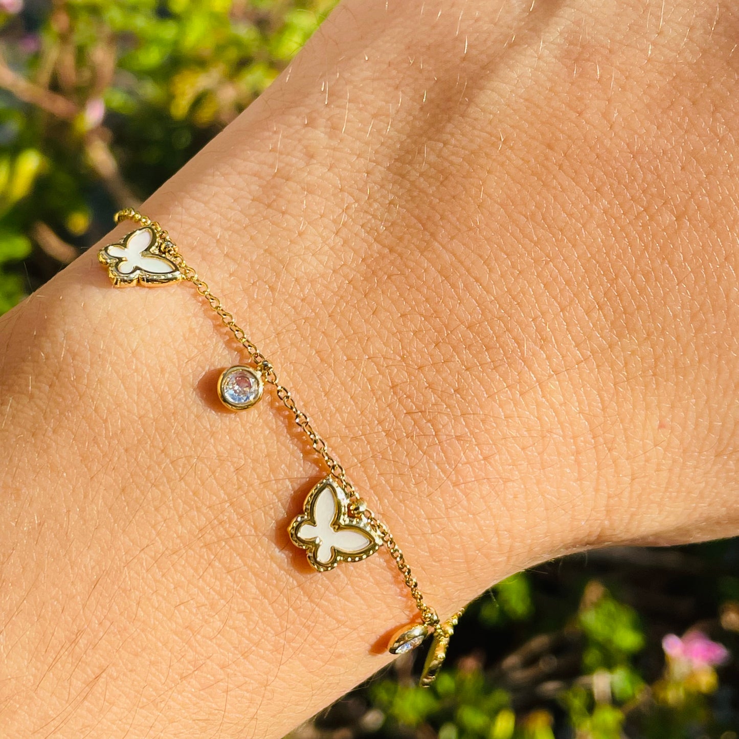 Bracciale farfalle perlate