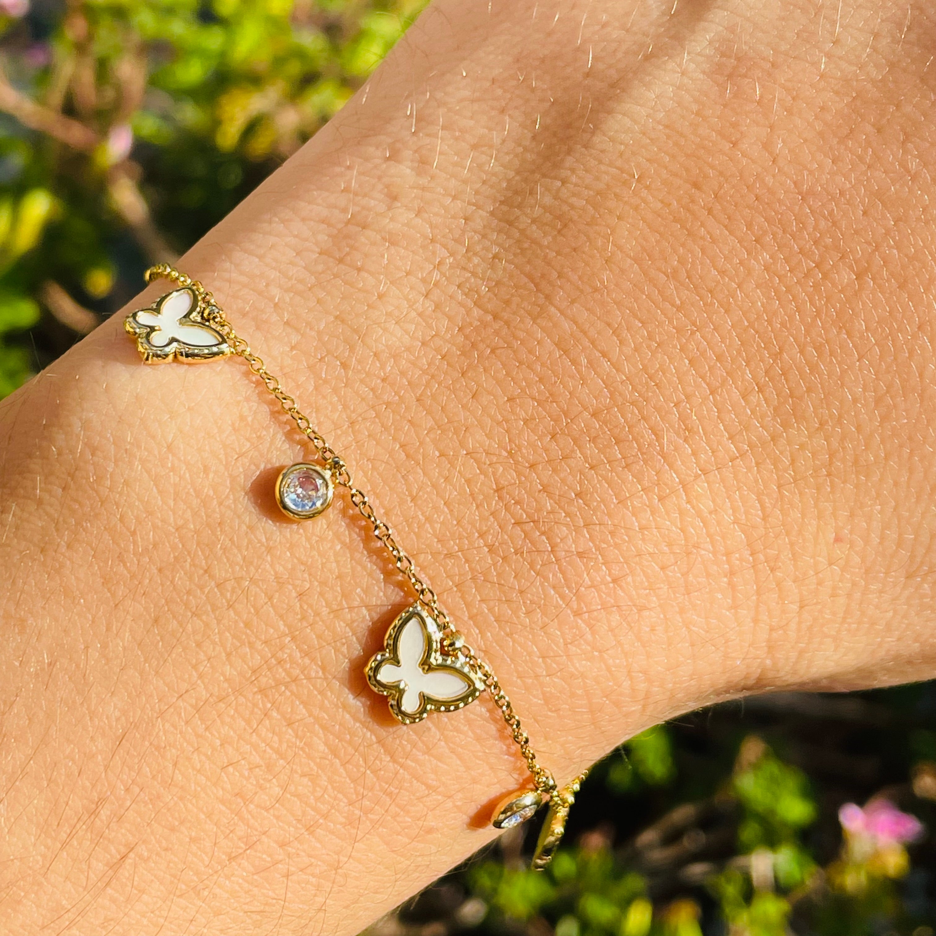 Bracciale farfalle perlate