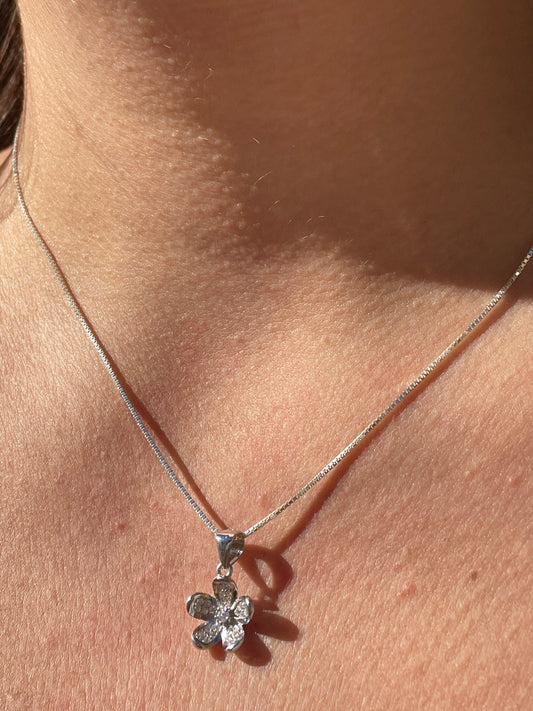 Collana fiore con zirconi