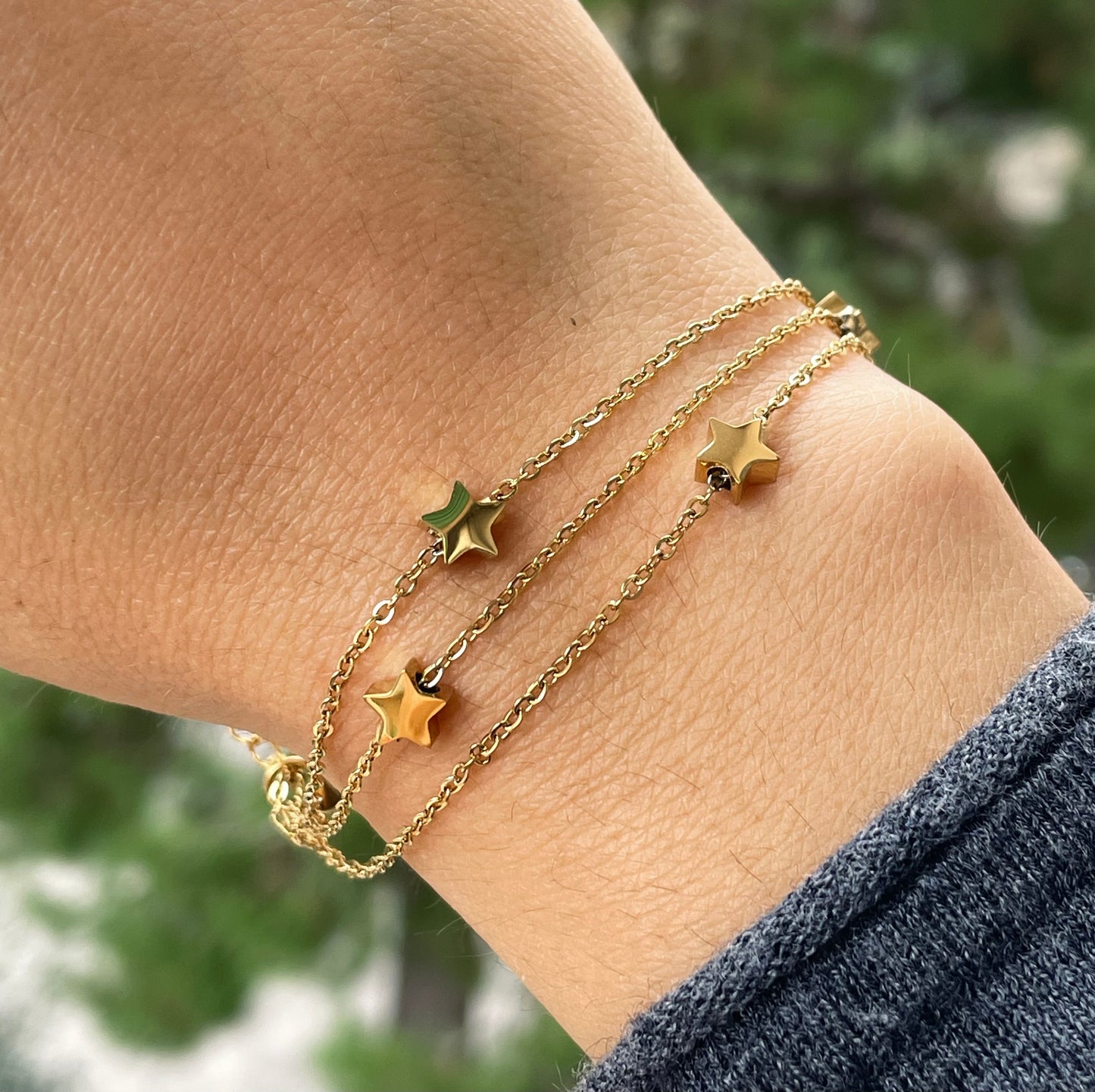 Bracciale stelline a tre fili in 2 colori