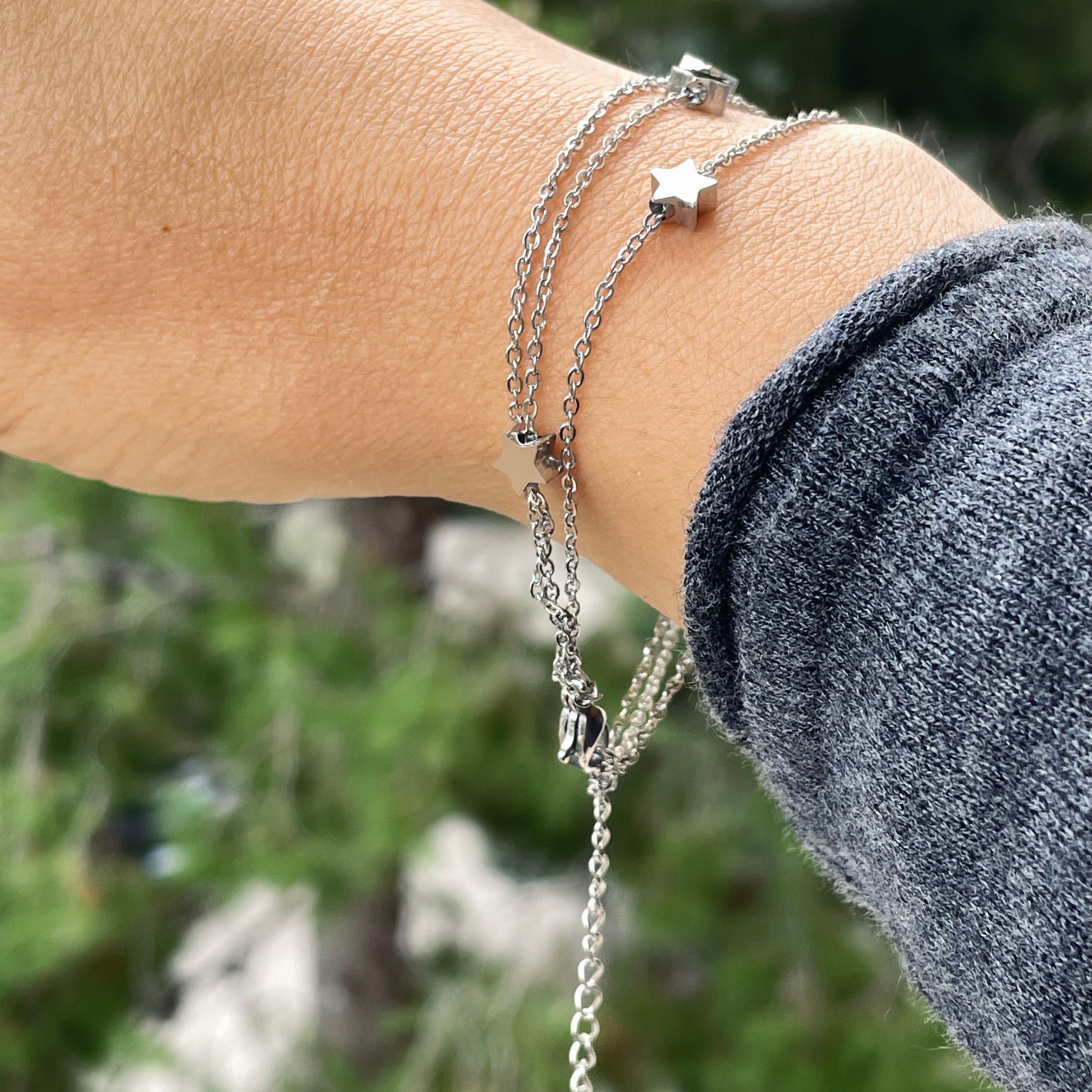 Bracciale stelline a tre fili in 2 colori