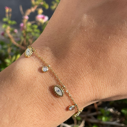 Bracciale occhi perlati