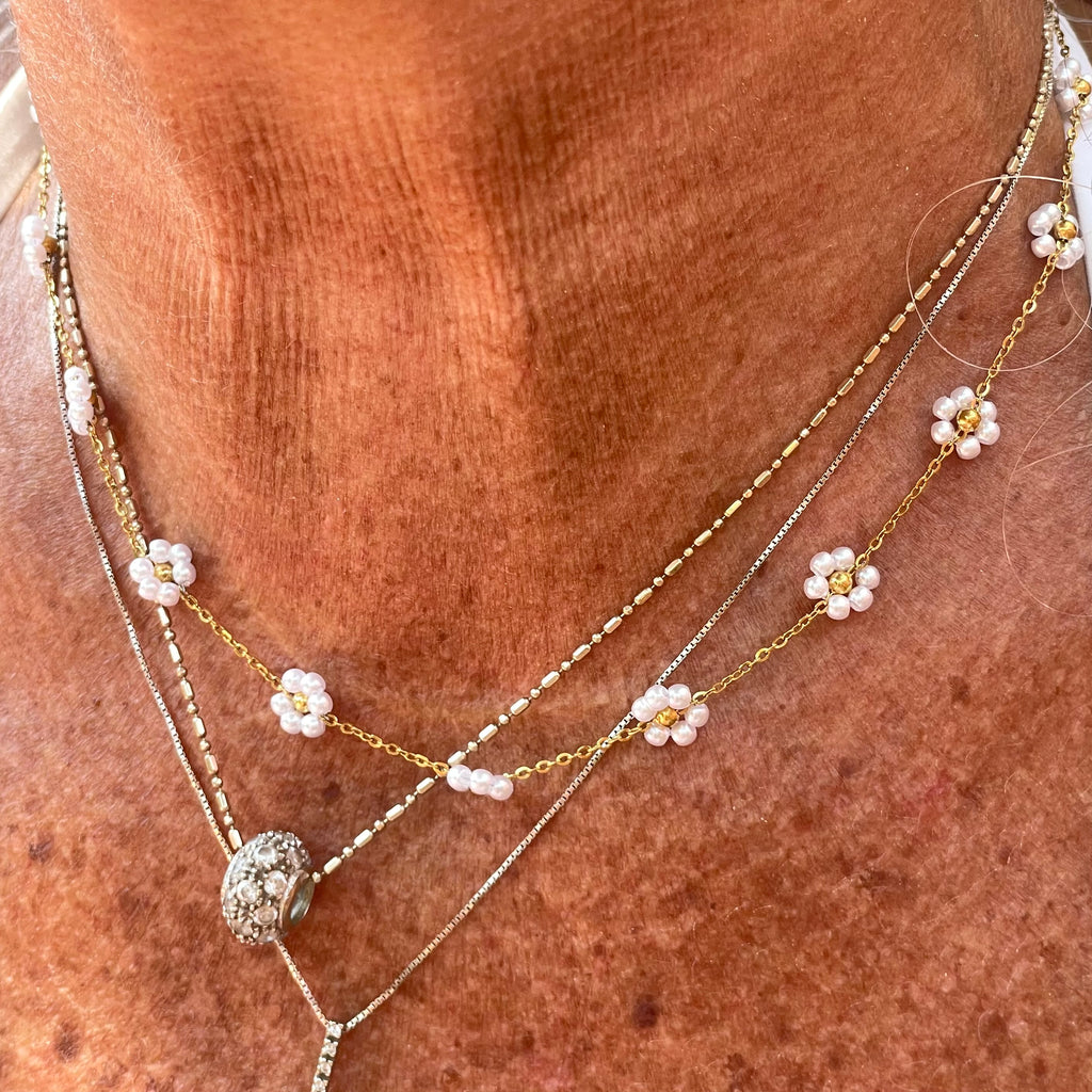Collana flora perlata in 2 colori